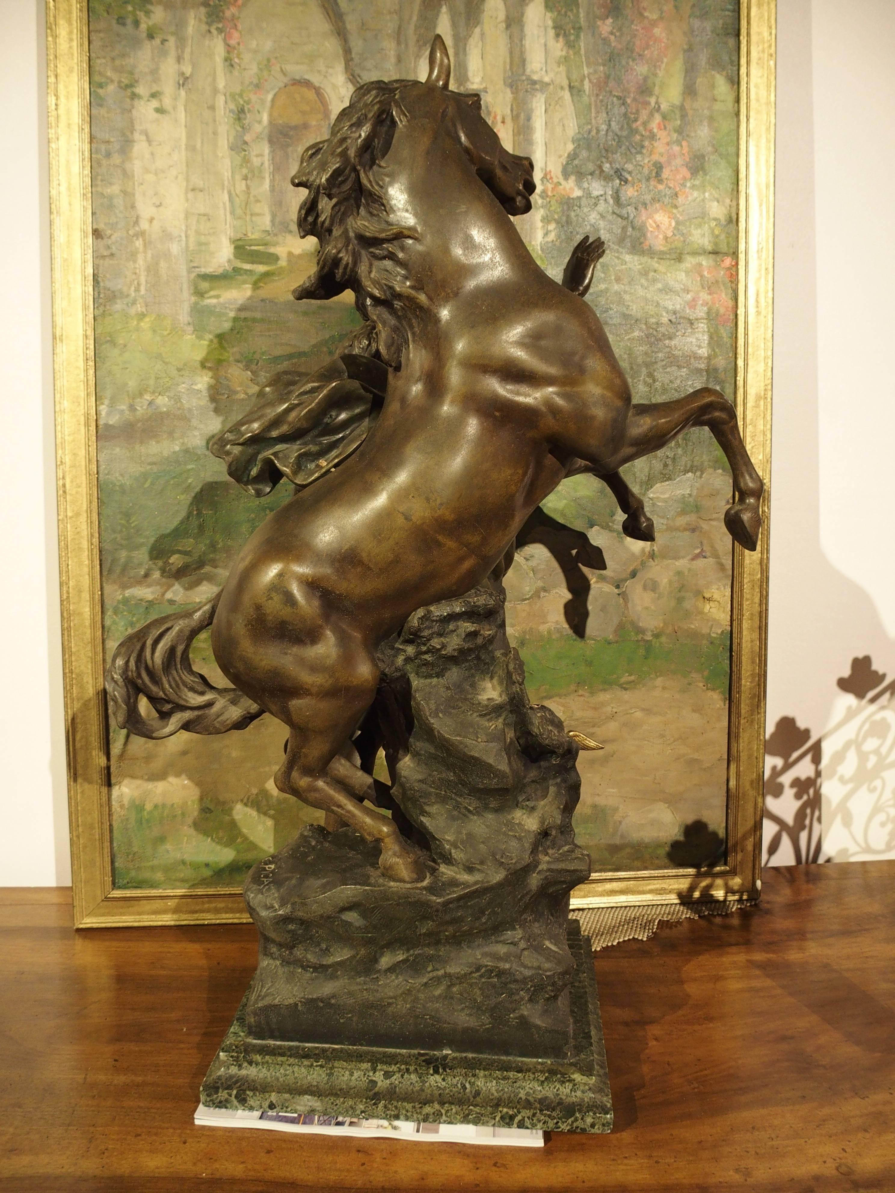 Antique French Statue of Neptune 'Creant Le Cheval' 3