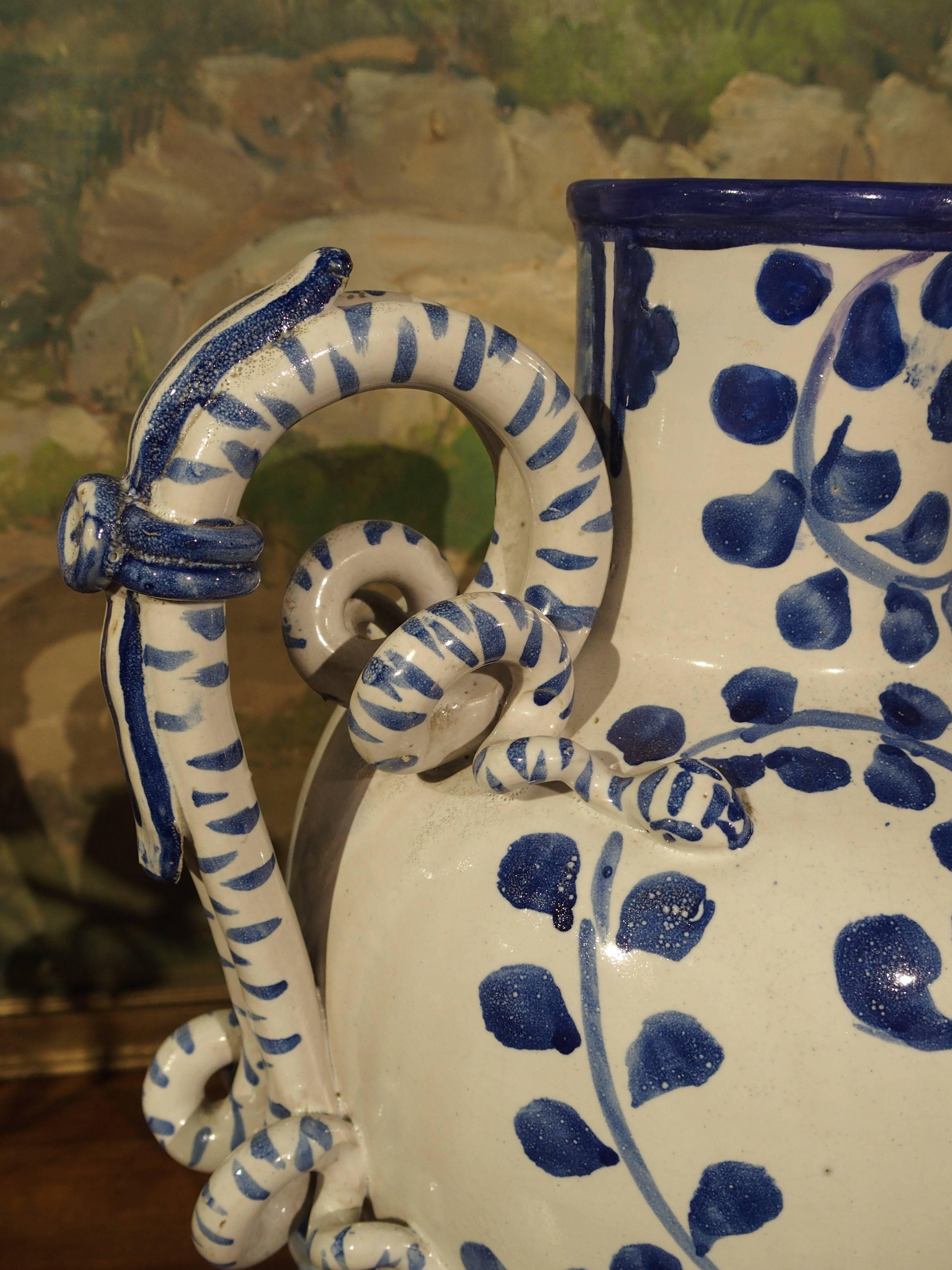 Antique Blue and White Vase from Savona, Italy In Good Condition In Dallas, TX
