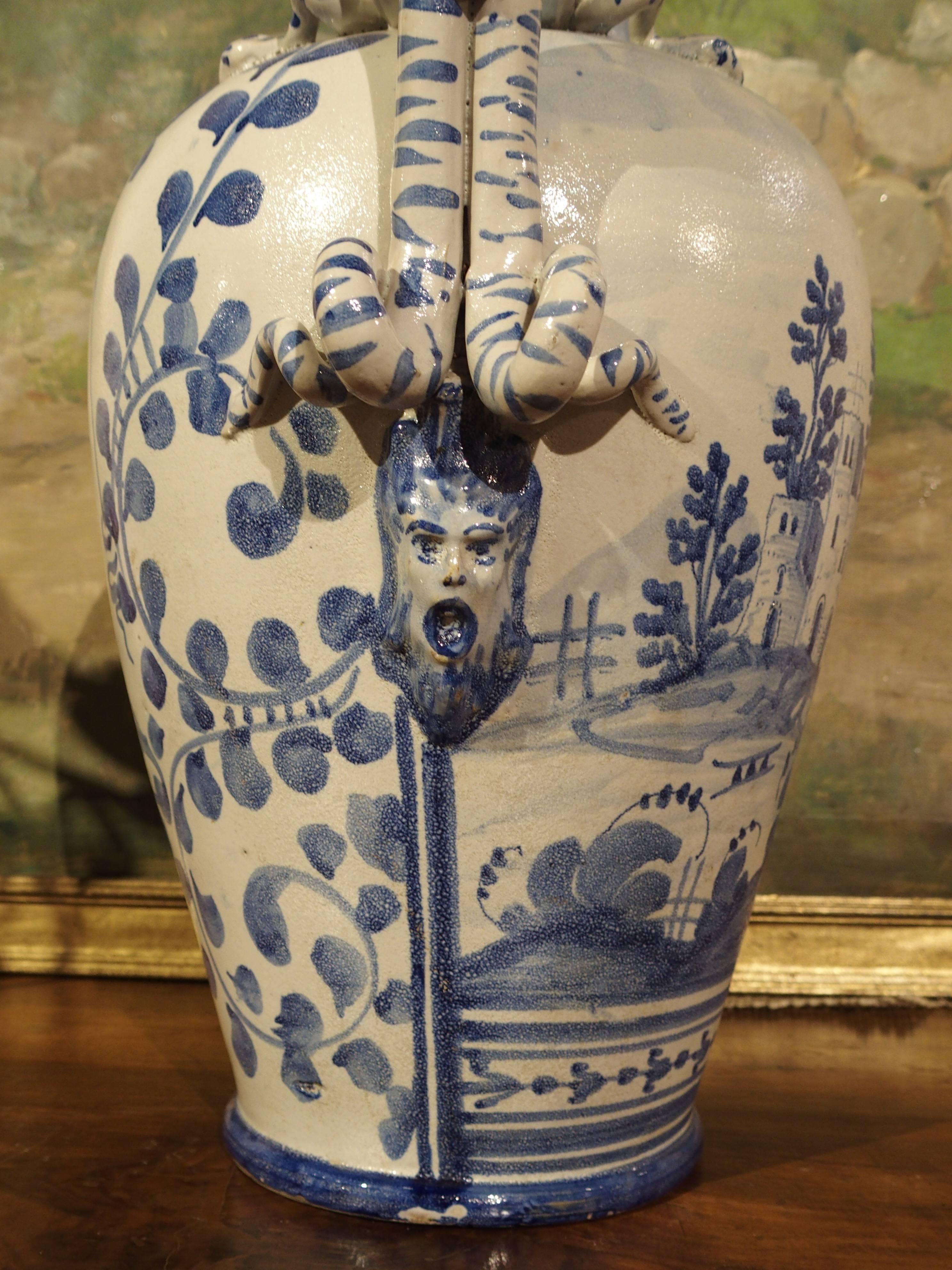 Antique Blue and White Vase from Savona, Italy 2