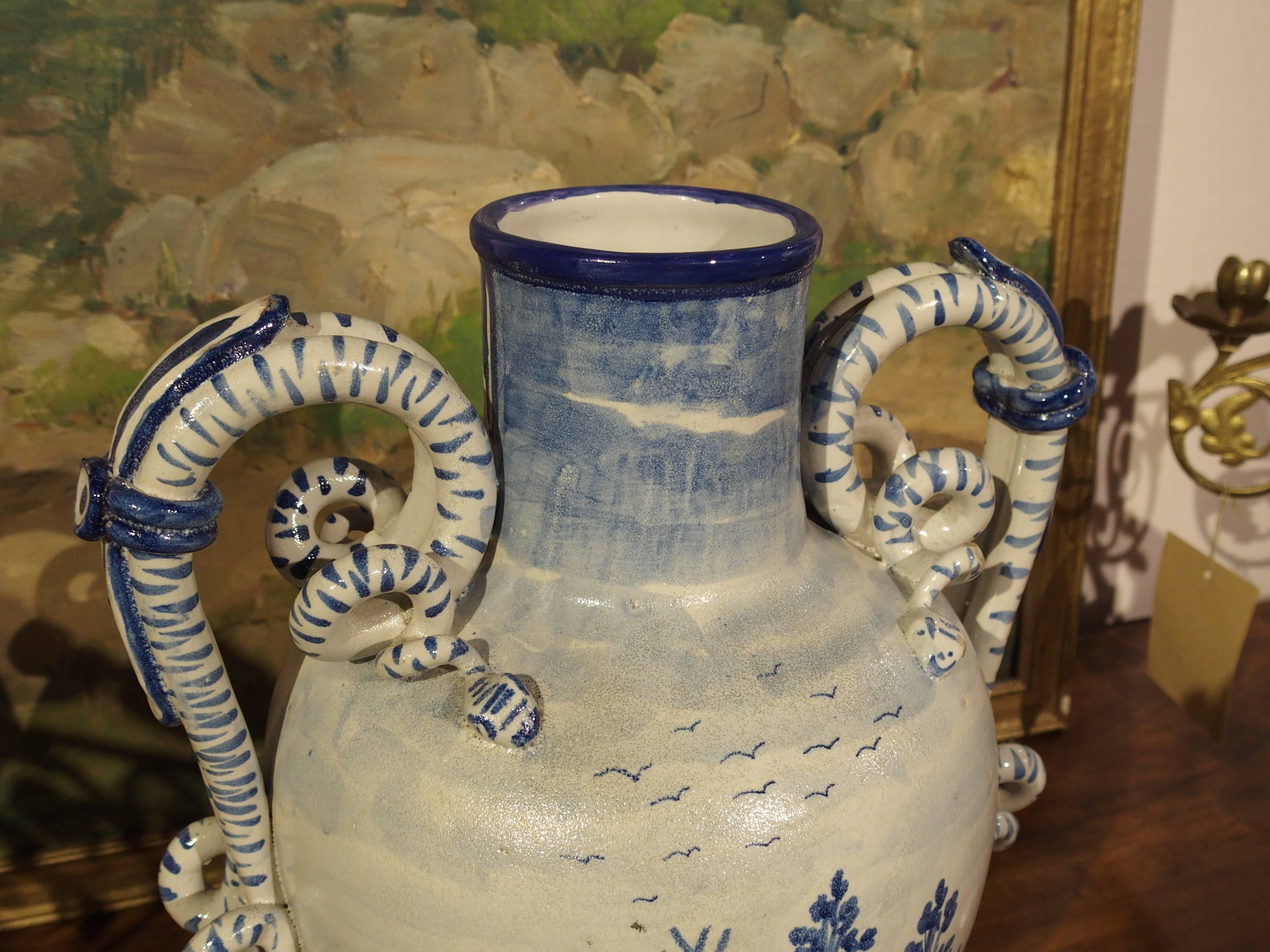 Antique Blue and White Vase from Savona, Italy 1