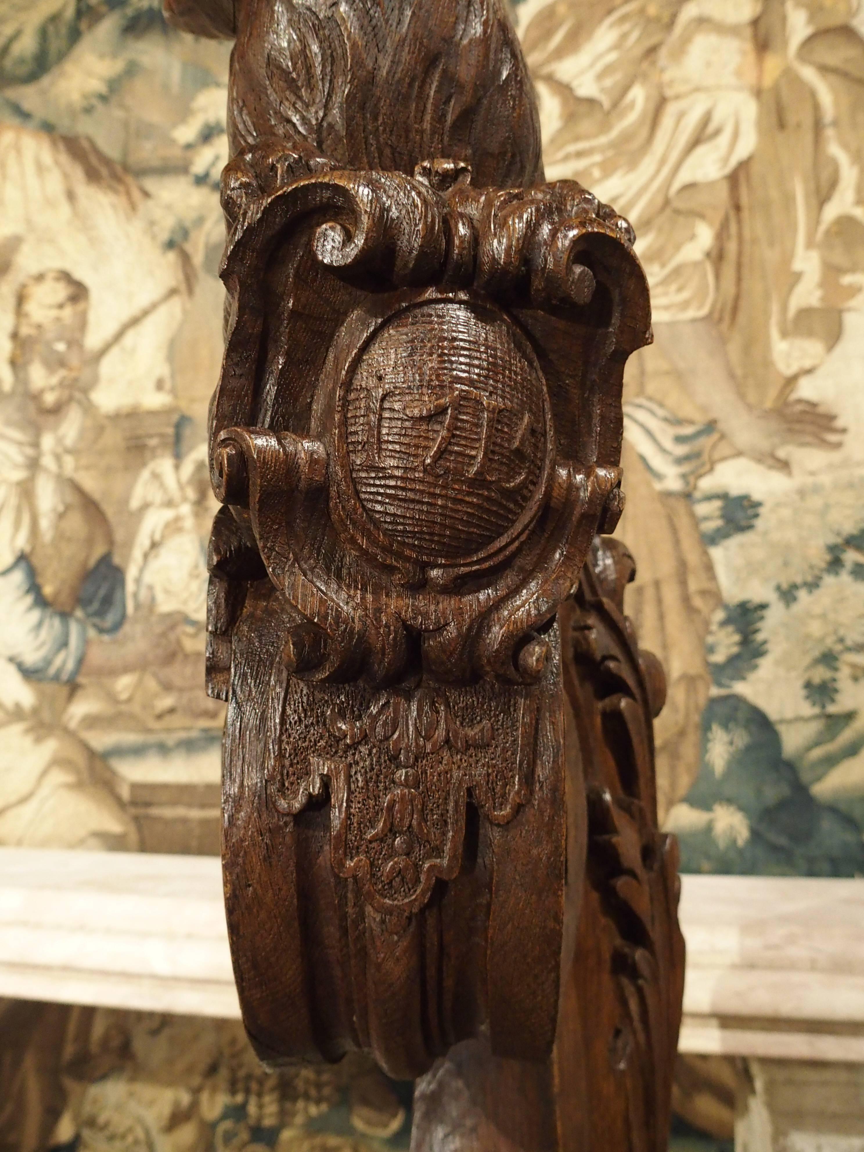 Louis XIV Unusual Antique Staircase Newel Post from France, Dated 1715