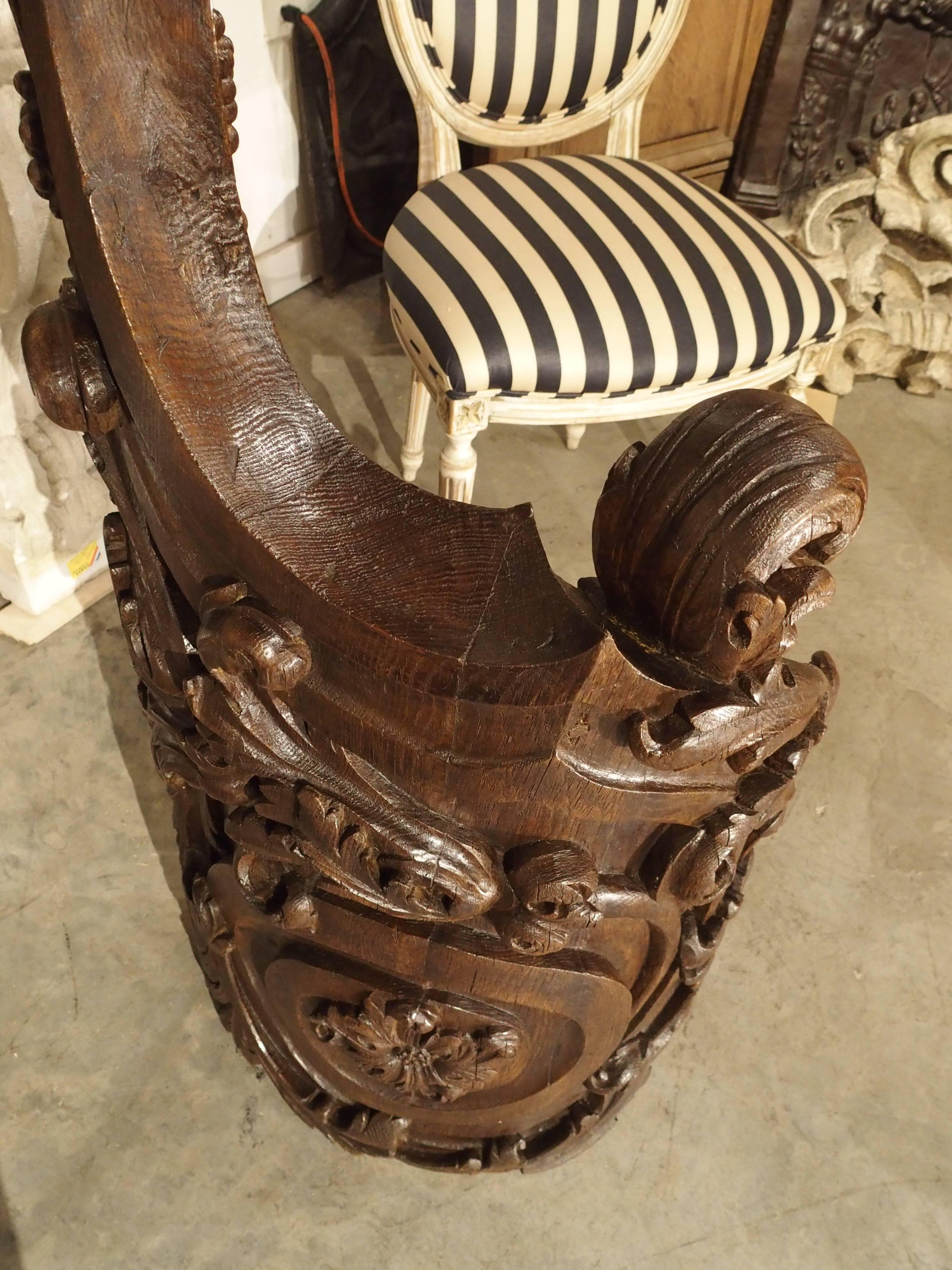 French Unusual Antique Staircase Newel Post from France, Dated 1715
