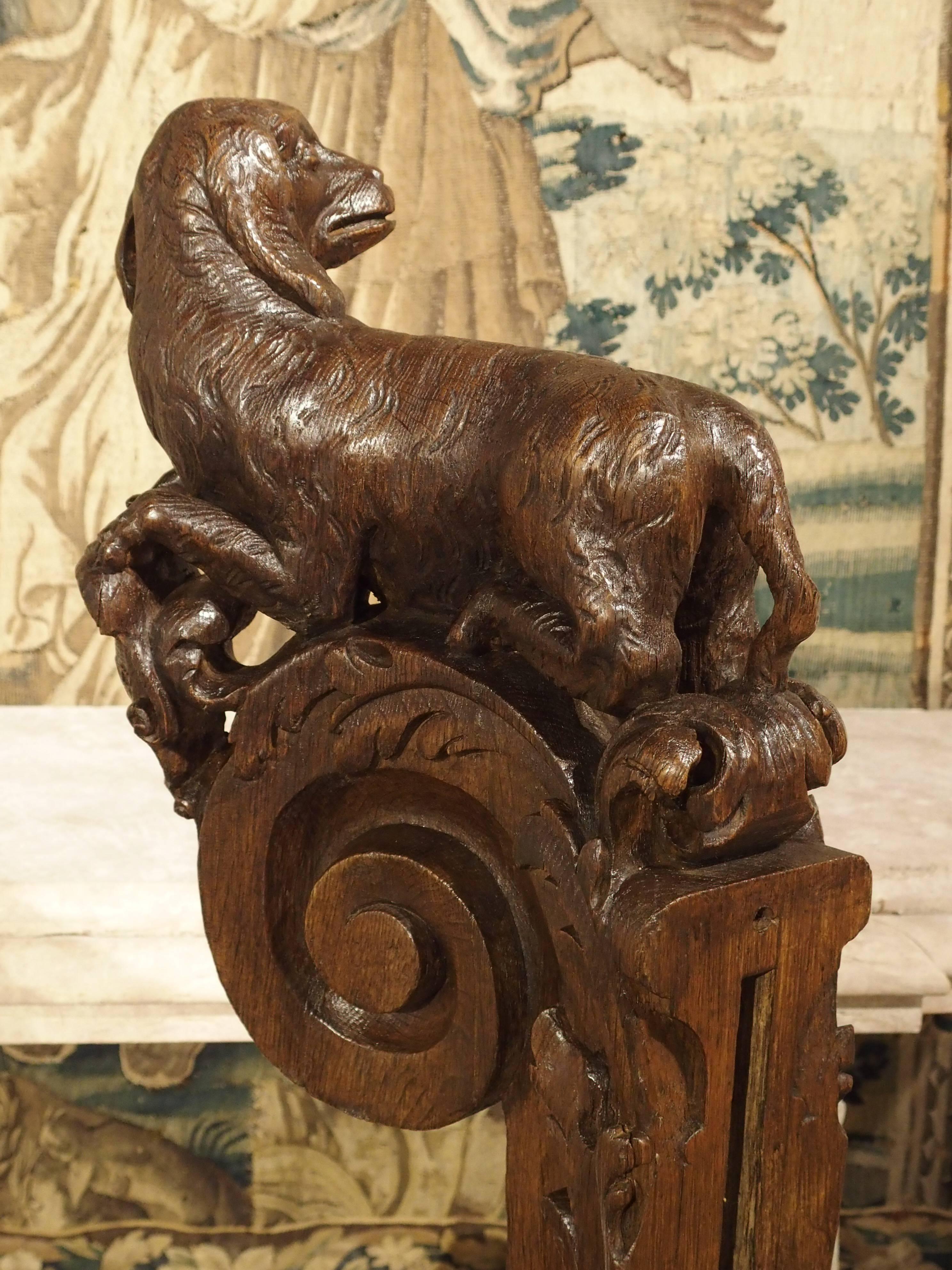 Carved Unusual Antique Staircase Newel Post from France, Dated 1715