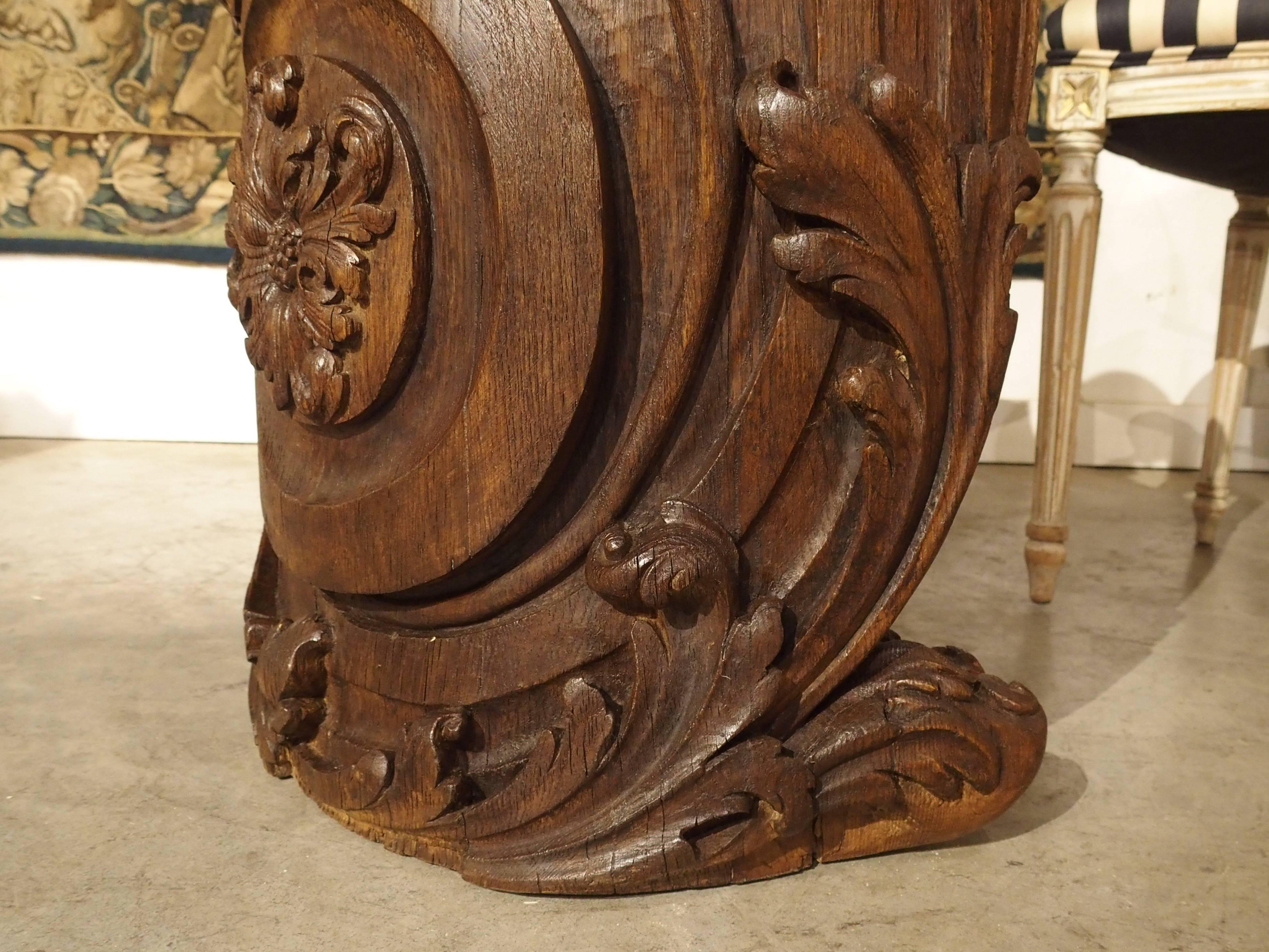 Unusual Antique Staircase Newel Post from France, Dated 1715 In Excellent Condition In Dallas, TX