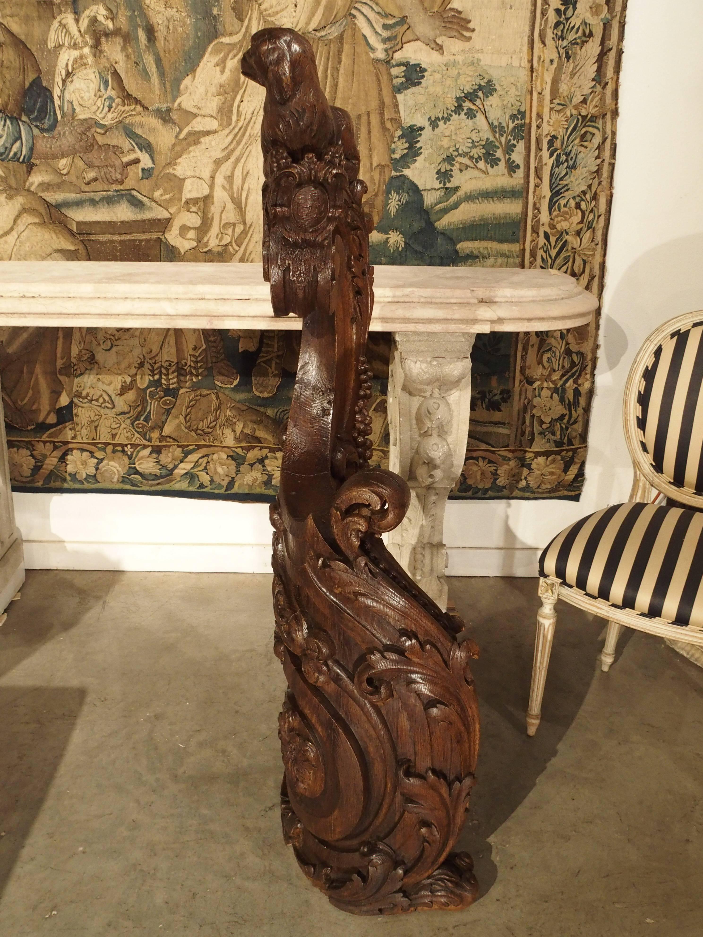 18th Century Unusual Antique Staircase Newel Post from France, Dated 1715