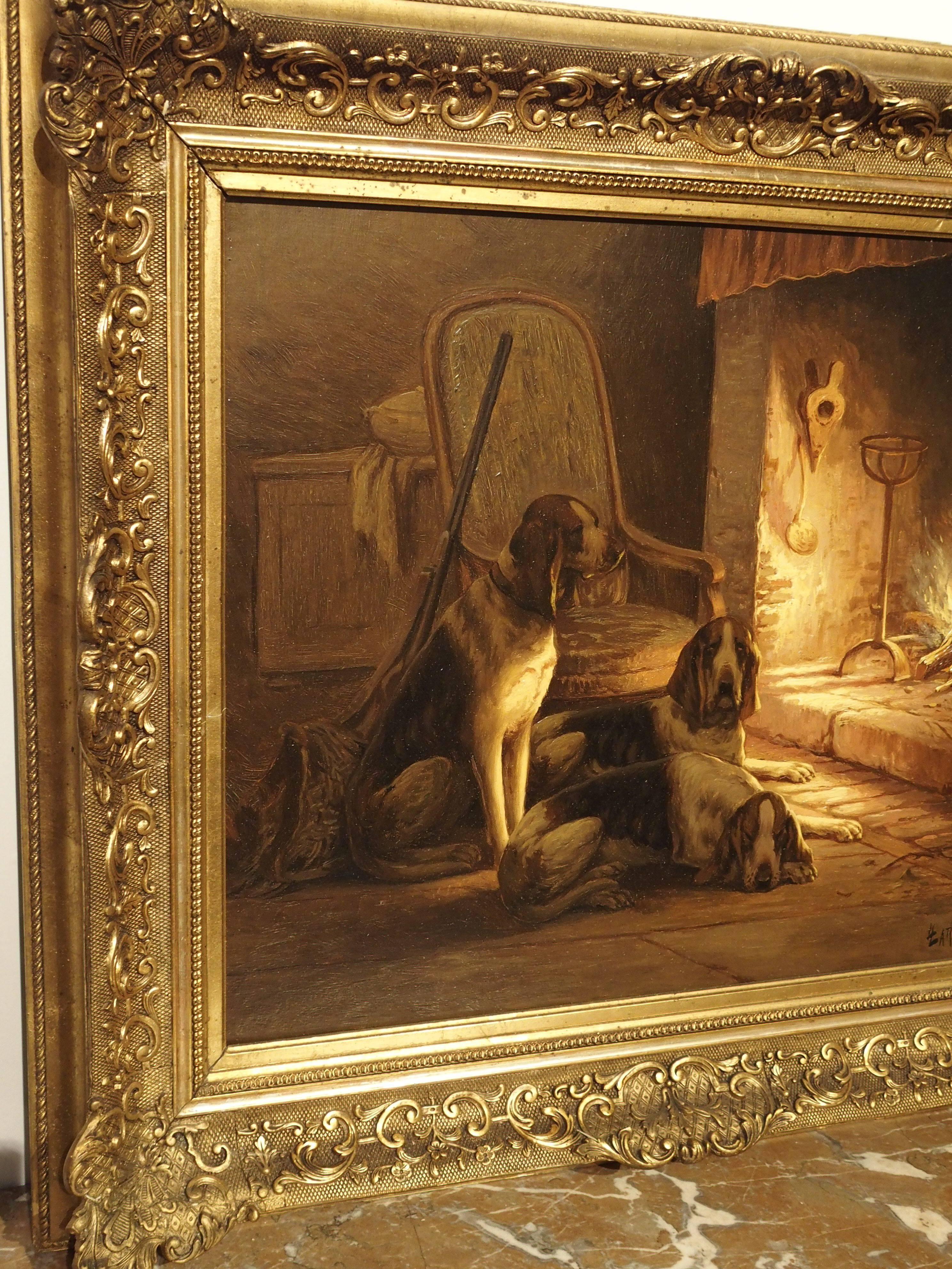 painting of a fireplace