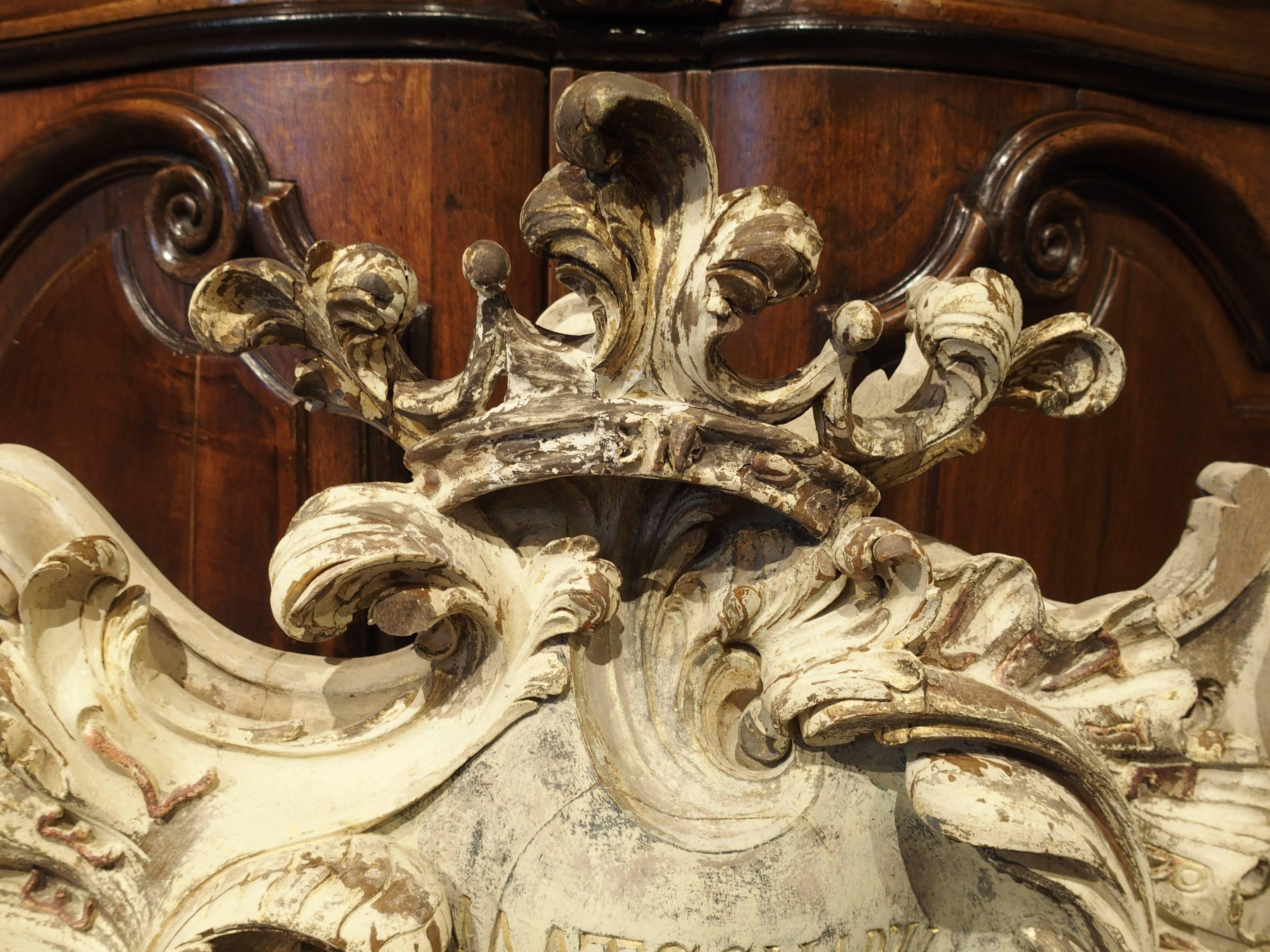 Carved and Polychromed Rococo Cartouche on Stand, Flanders, 1857 3