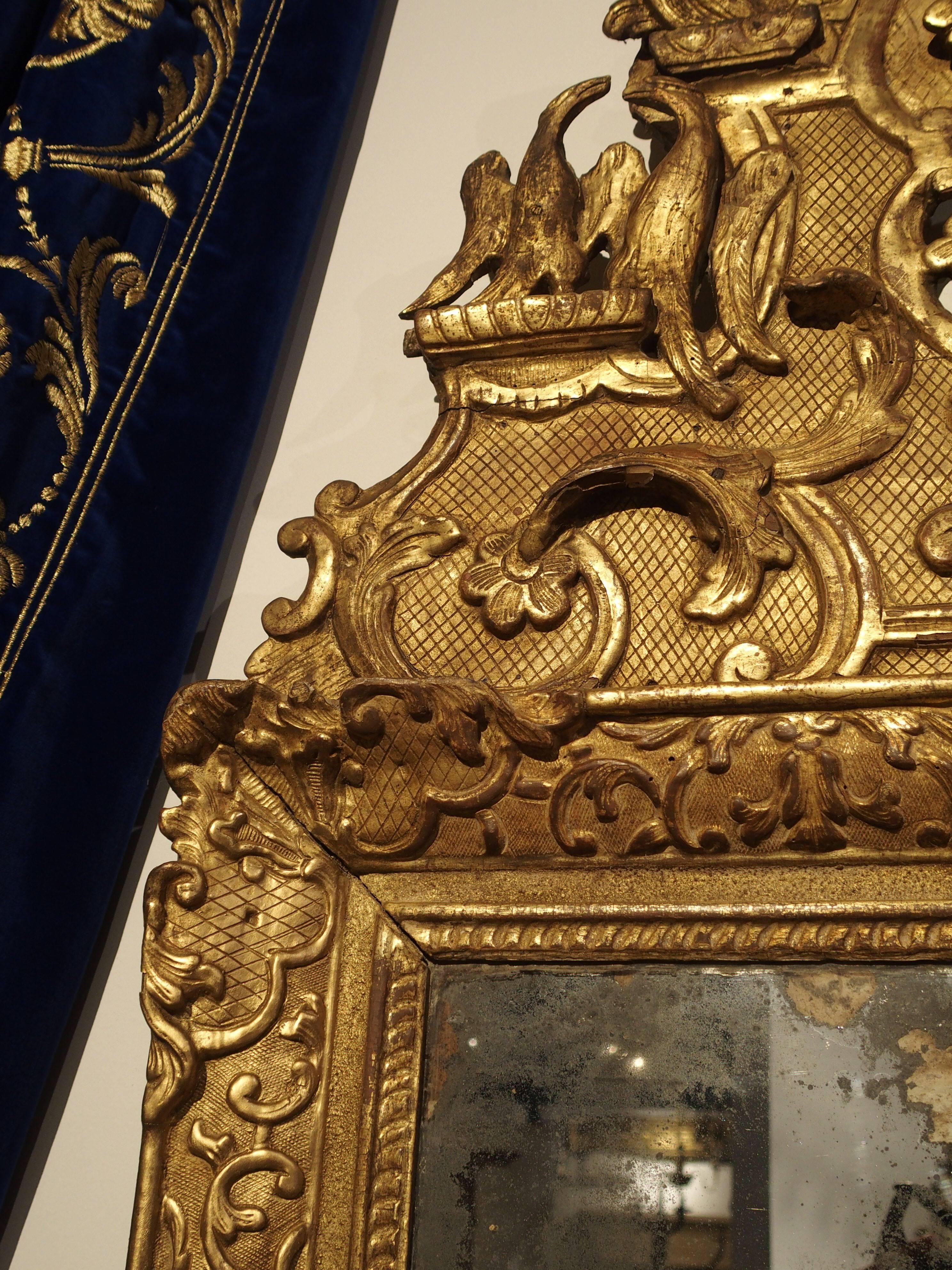 Period Louis XIV Giltwood Mirror, circa 1700, Provence In Good Condition In Dallas, TX