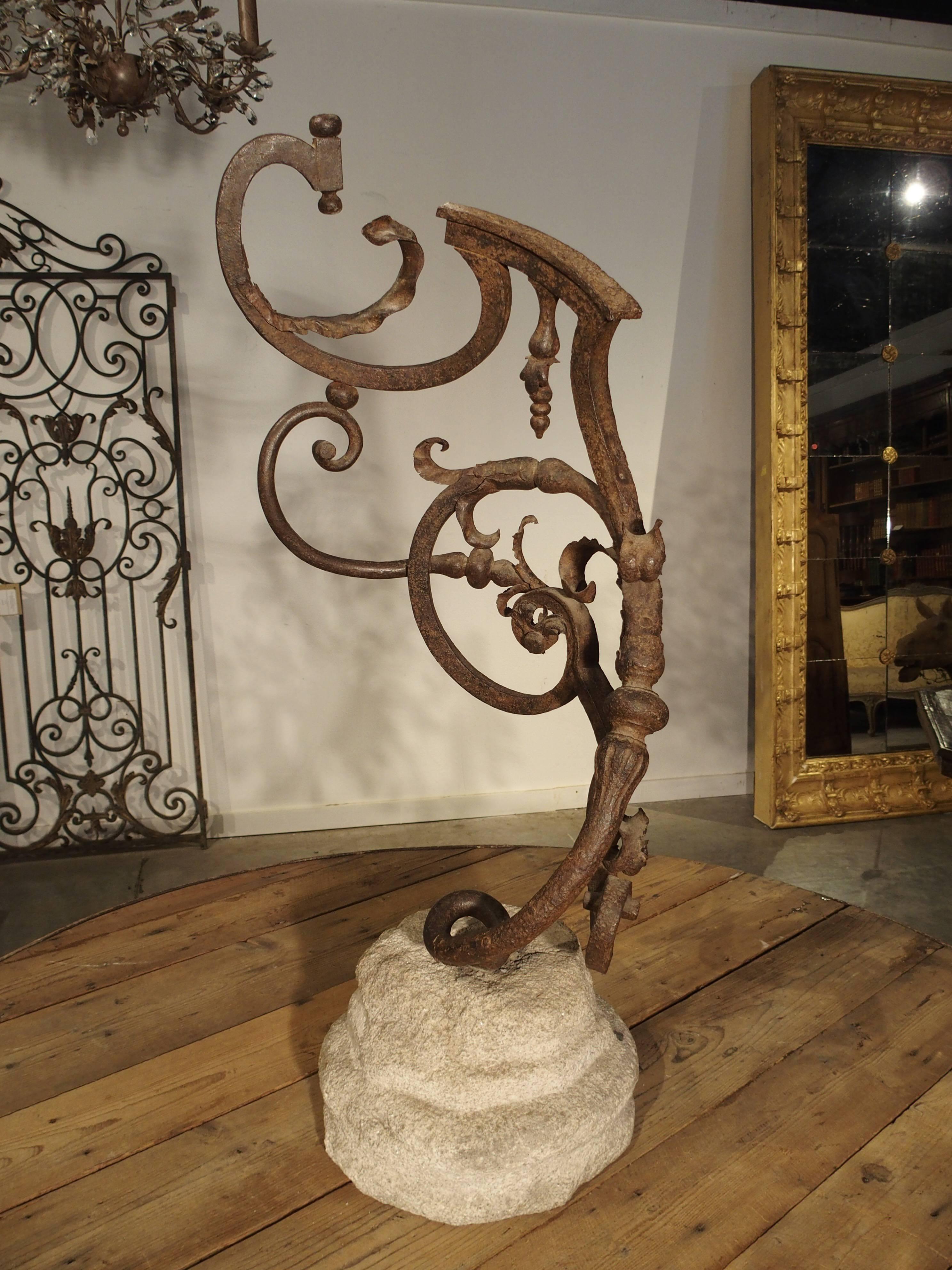 Beautiful 17th Century Forged Iron Stair Railing Fragment from France 2
