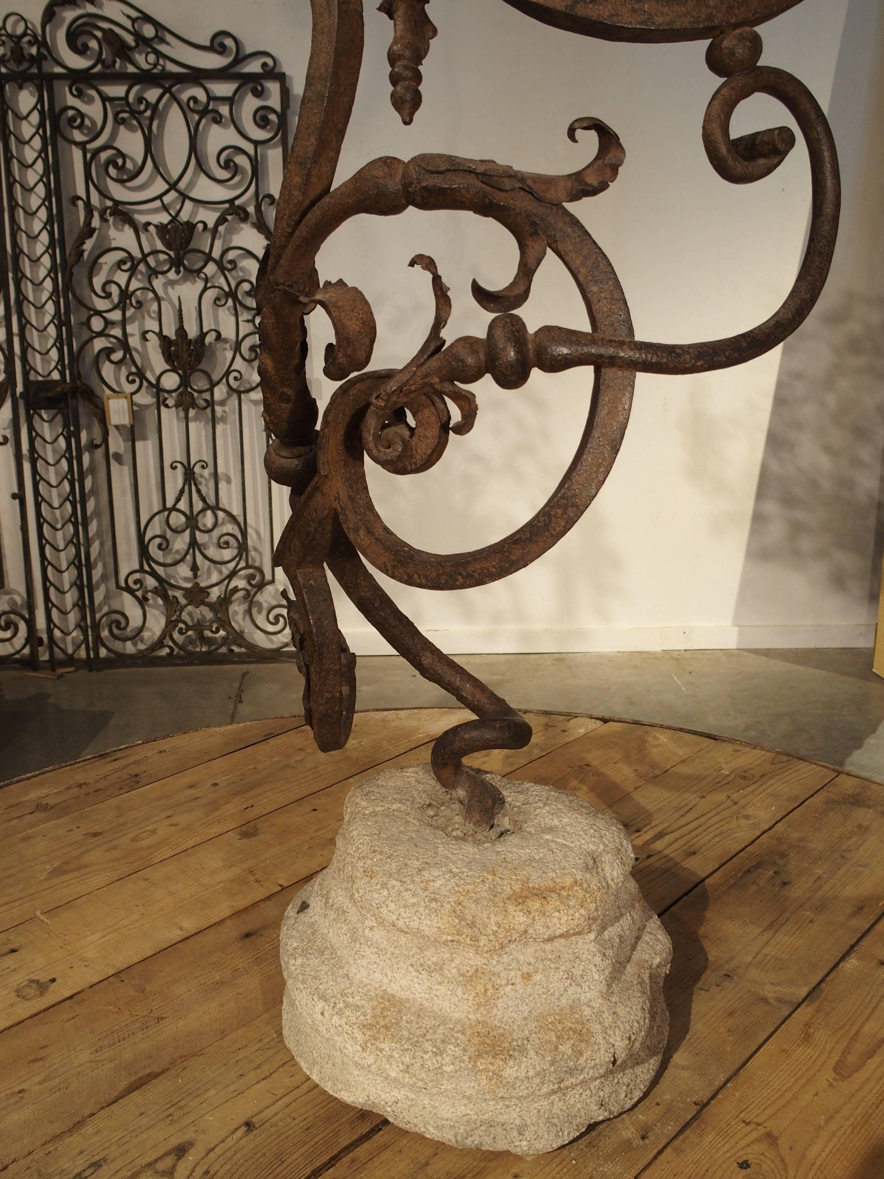 Beautiful 17th Century Forged Iron Stair Railing Fragment from France 3