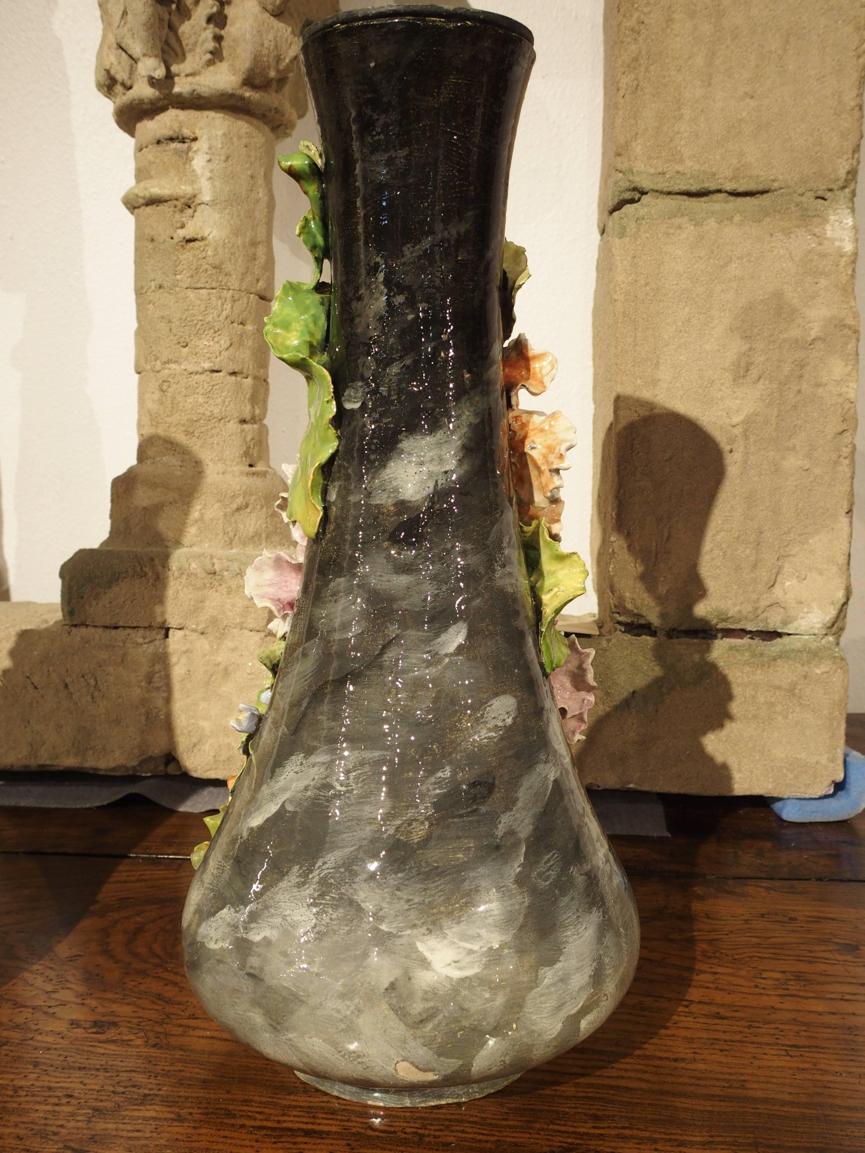 Pair of 19th Century Barbotine Vases from France, Lefront 2