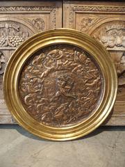 19th Century Repousse Copper Plaque in Giltwood Frame-Florence Italy