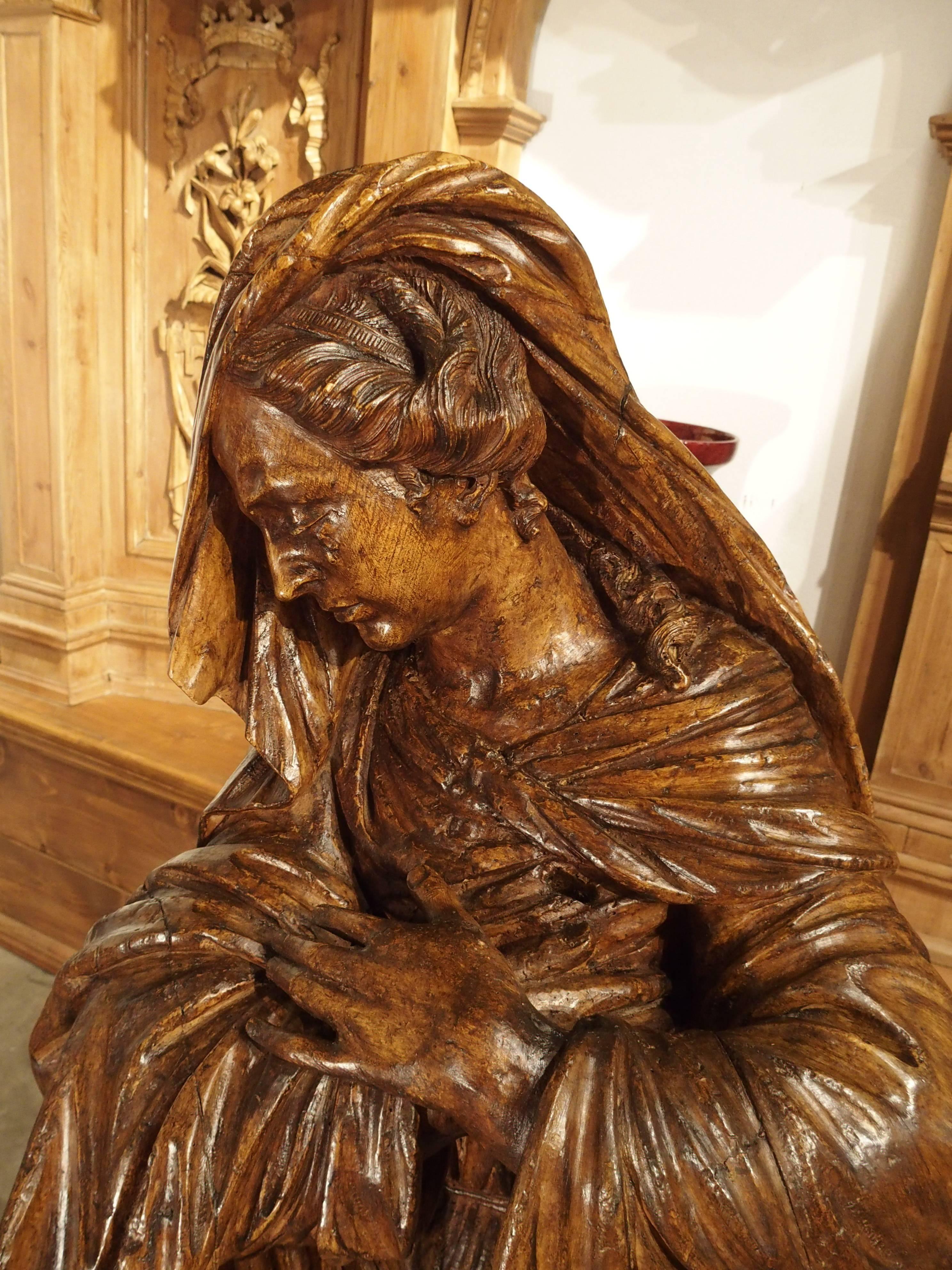 17th Century Carved Wooden Statue from France In Good Condition In Dallas, TX