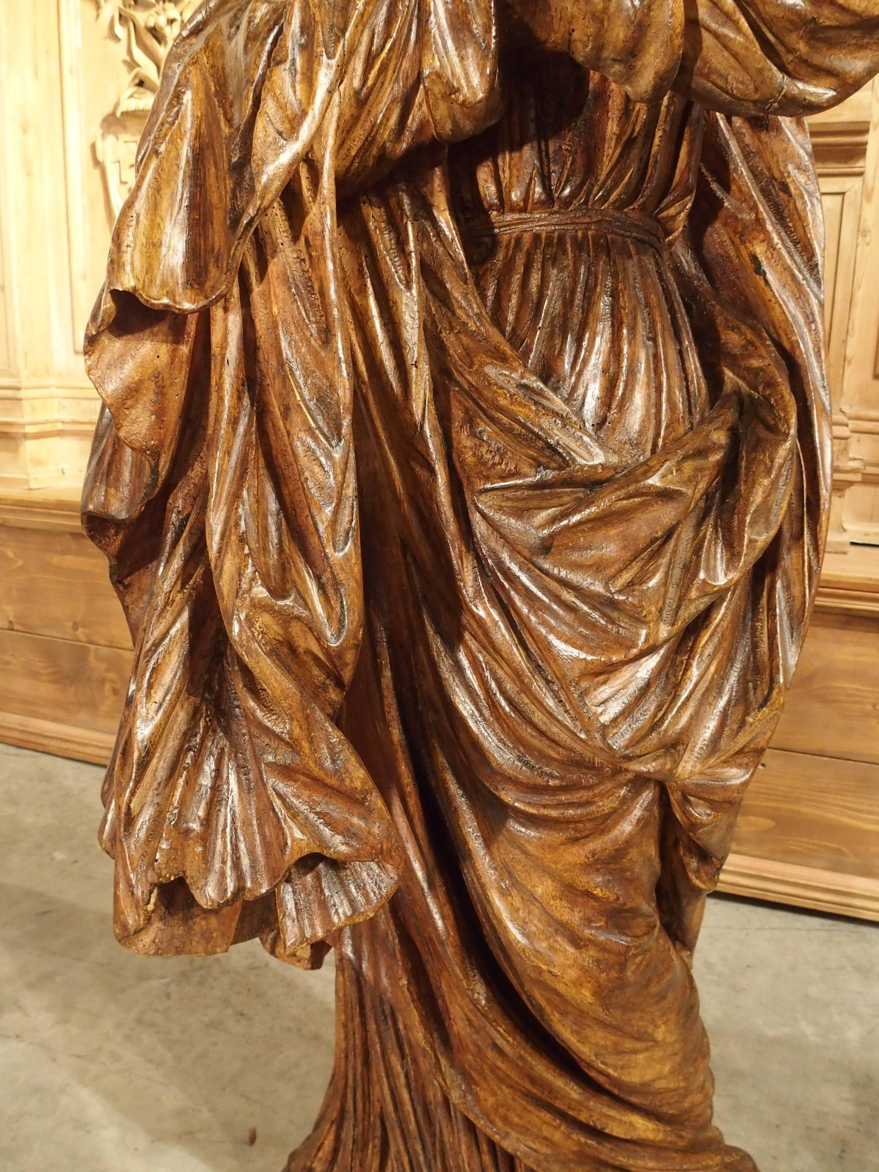 17th Century Carved Wooden Statue from France 2