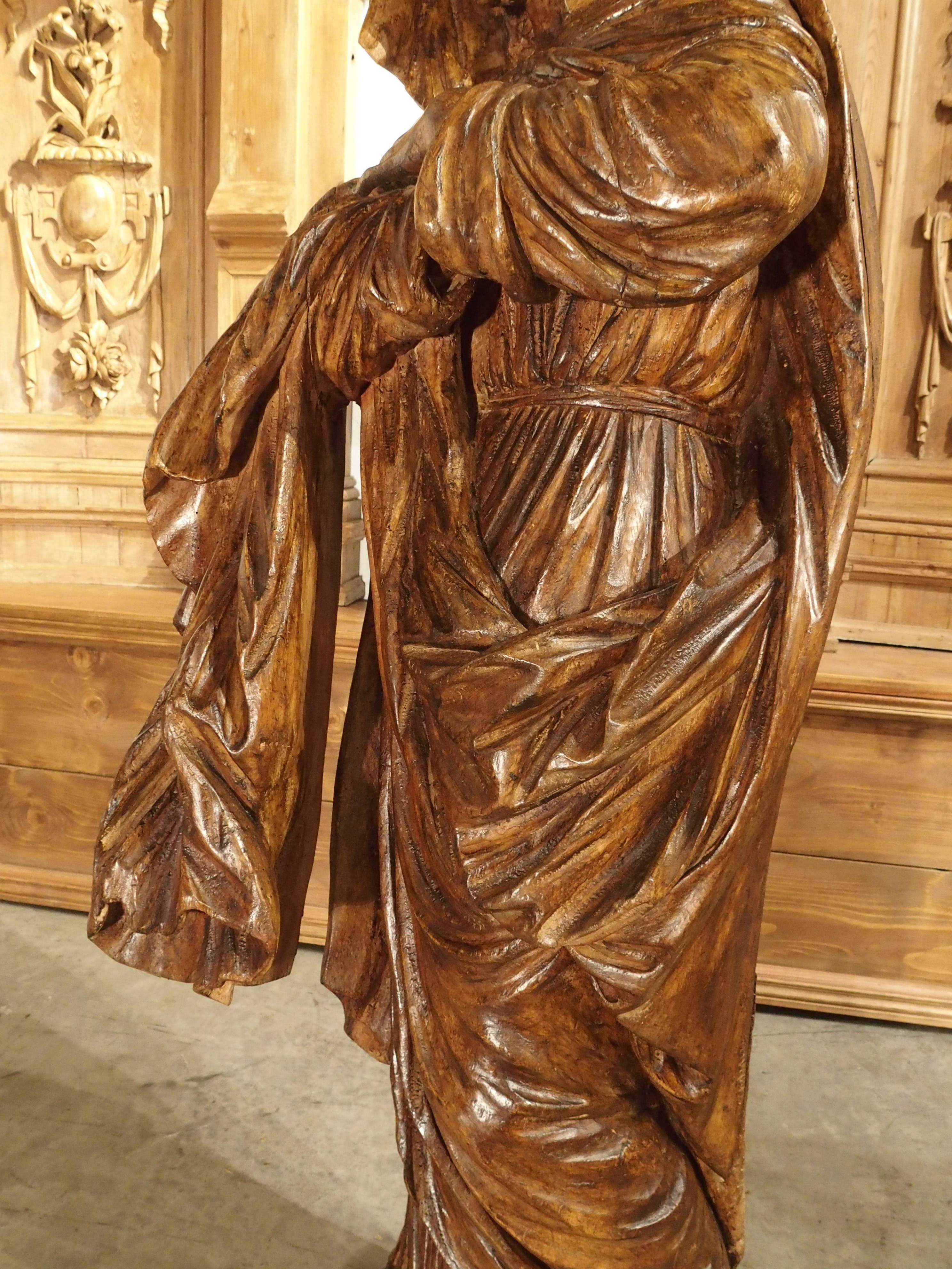 17th Century Carved Wooden Statue from France 3