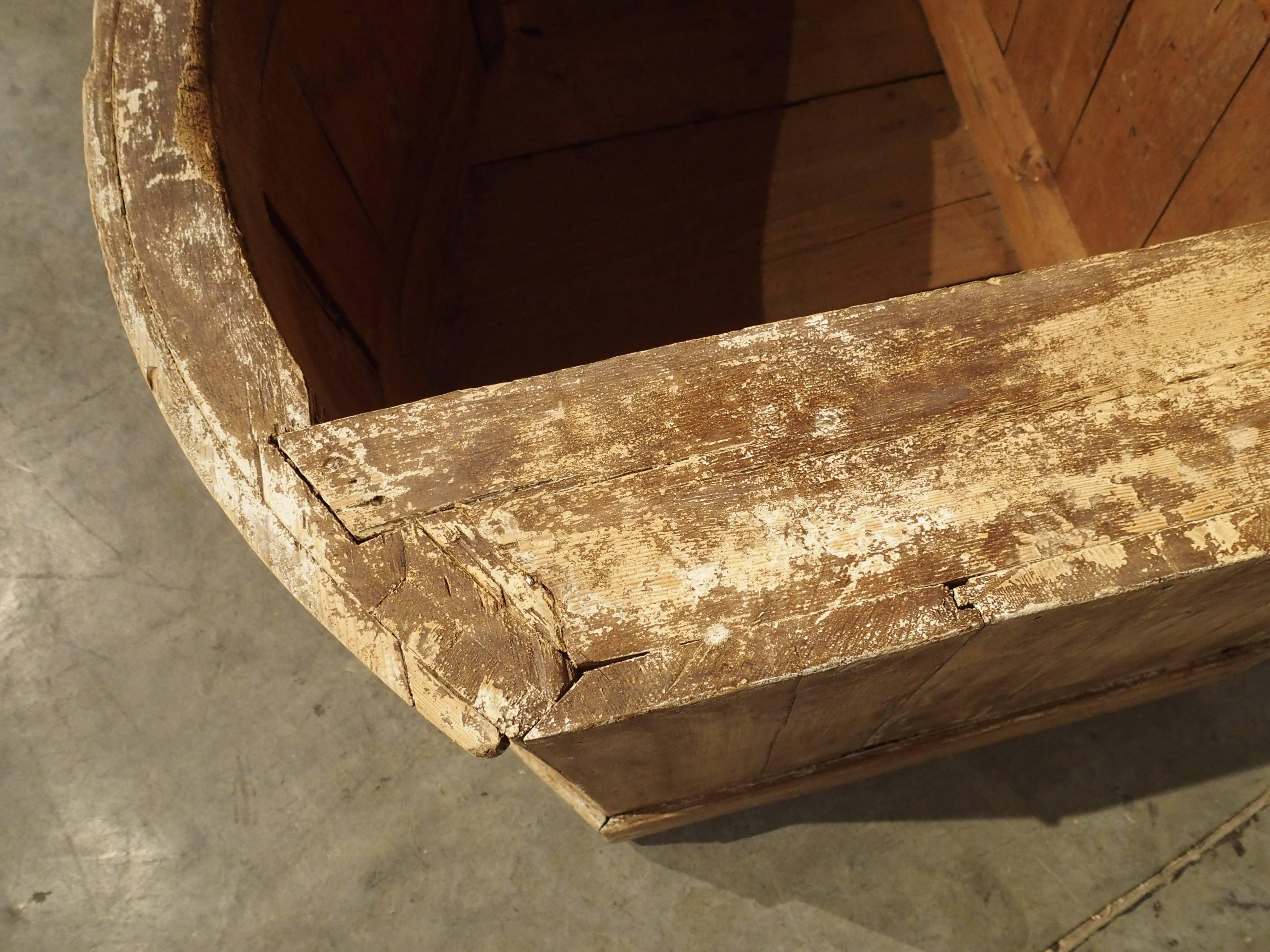 Unusual Stripped Antique Curved Bench or Trunk from Italy 1
