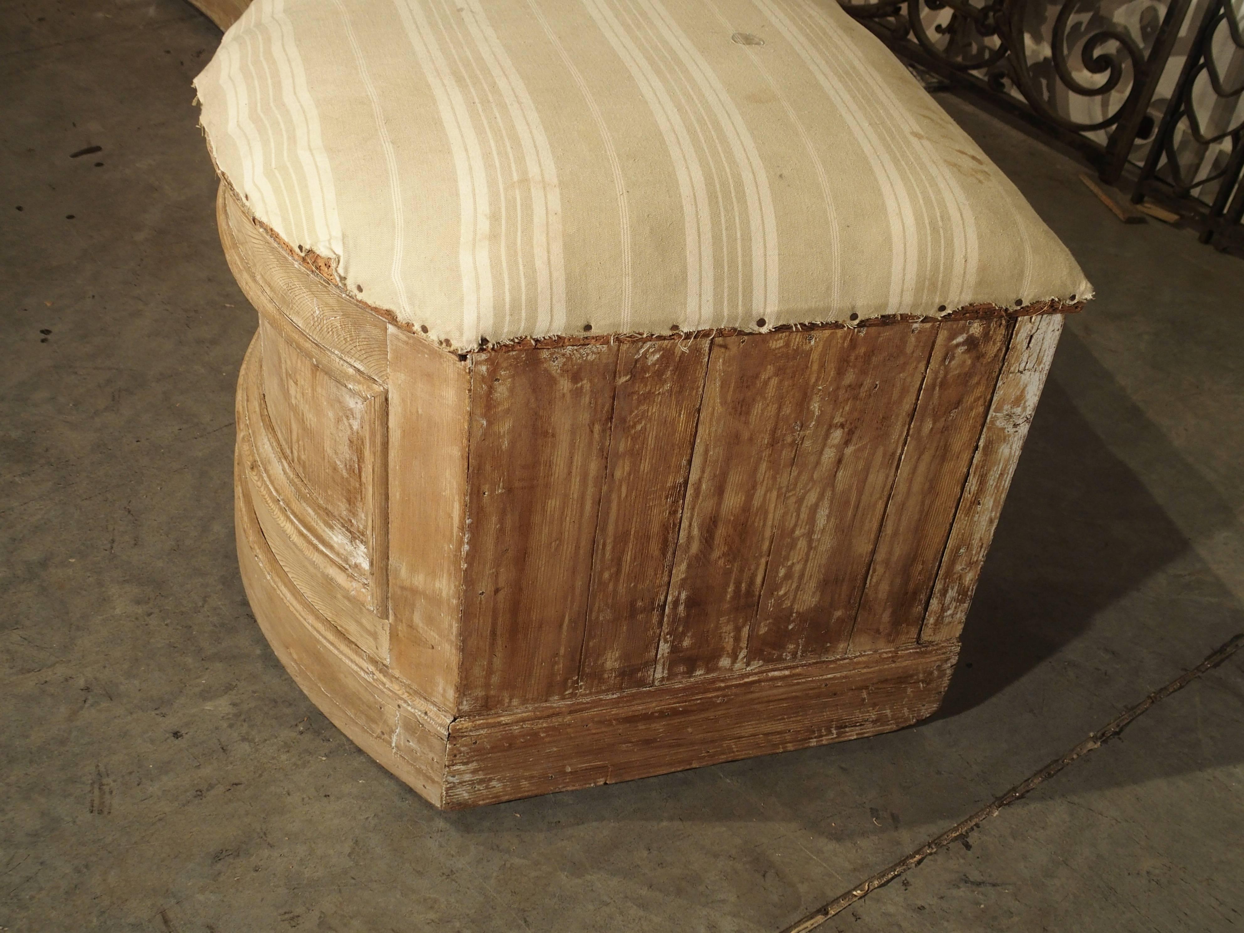 Unusual Stripped Antique Curved Bench or Trunk from Italy 3