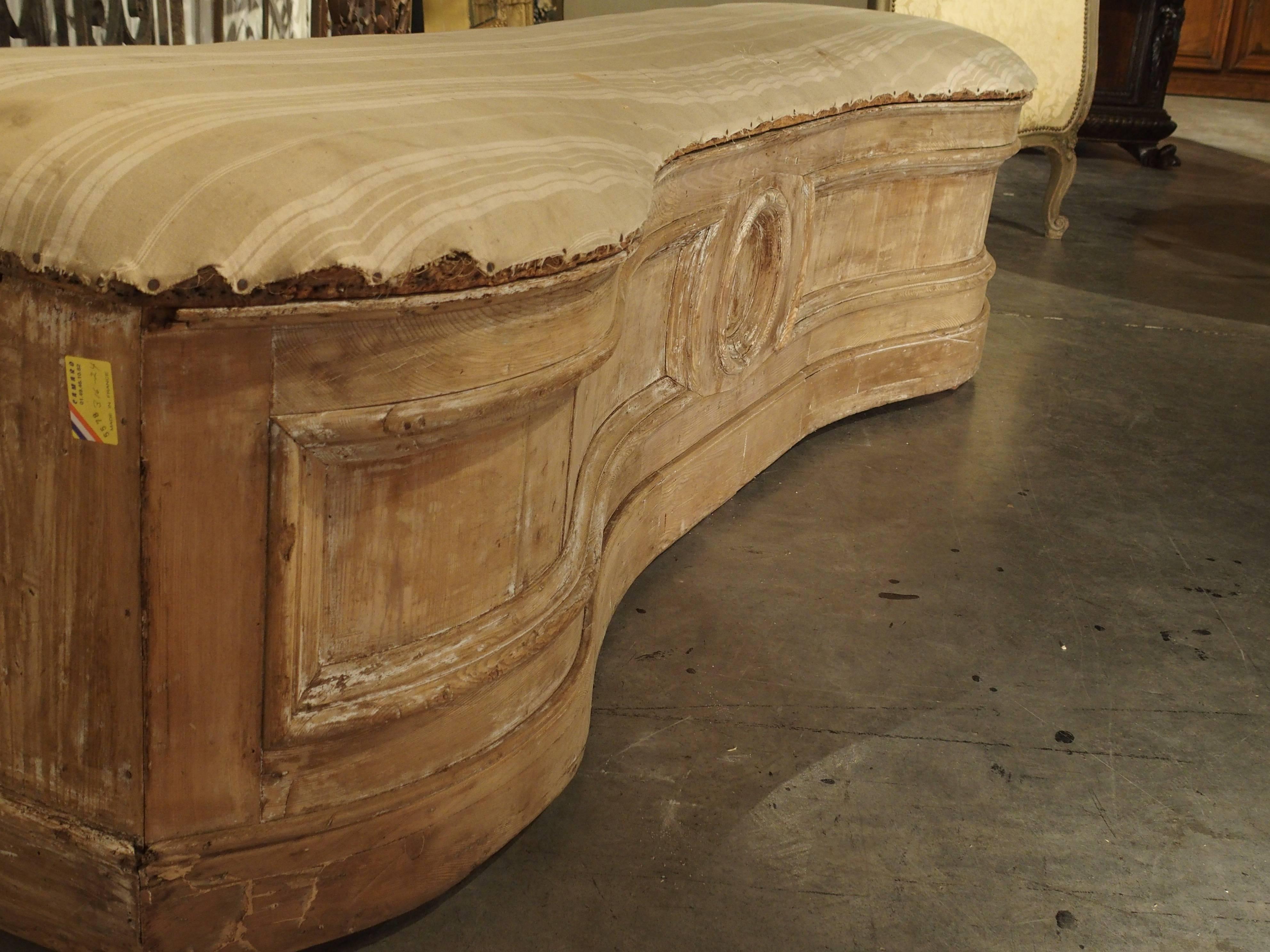 Unusual Stripped Antique Curved Bench or Trunk from Italy 5