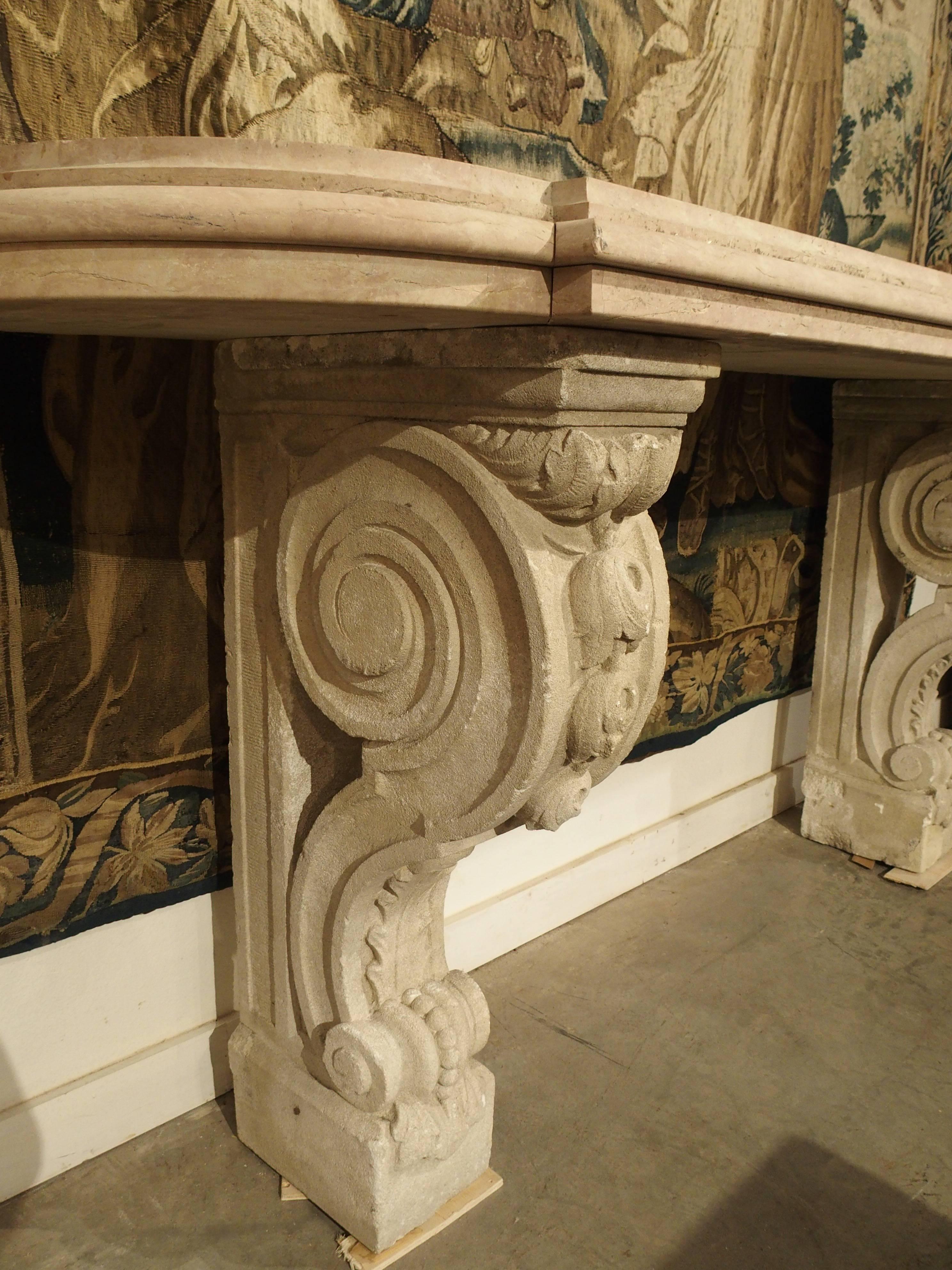 French Antique Marble-Top Console Table from South-East, France