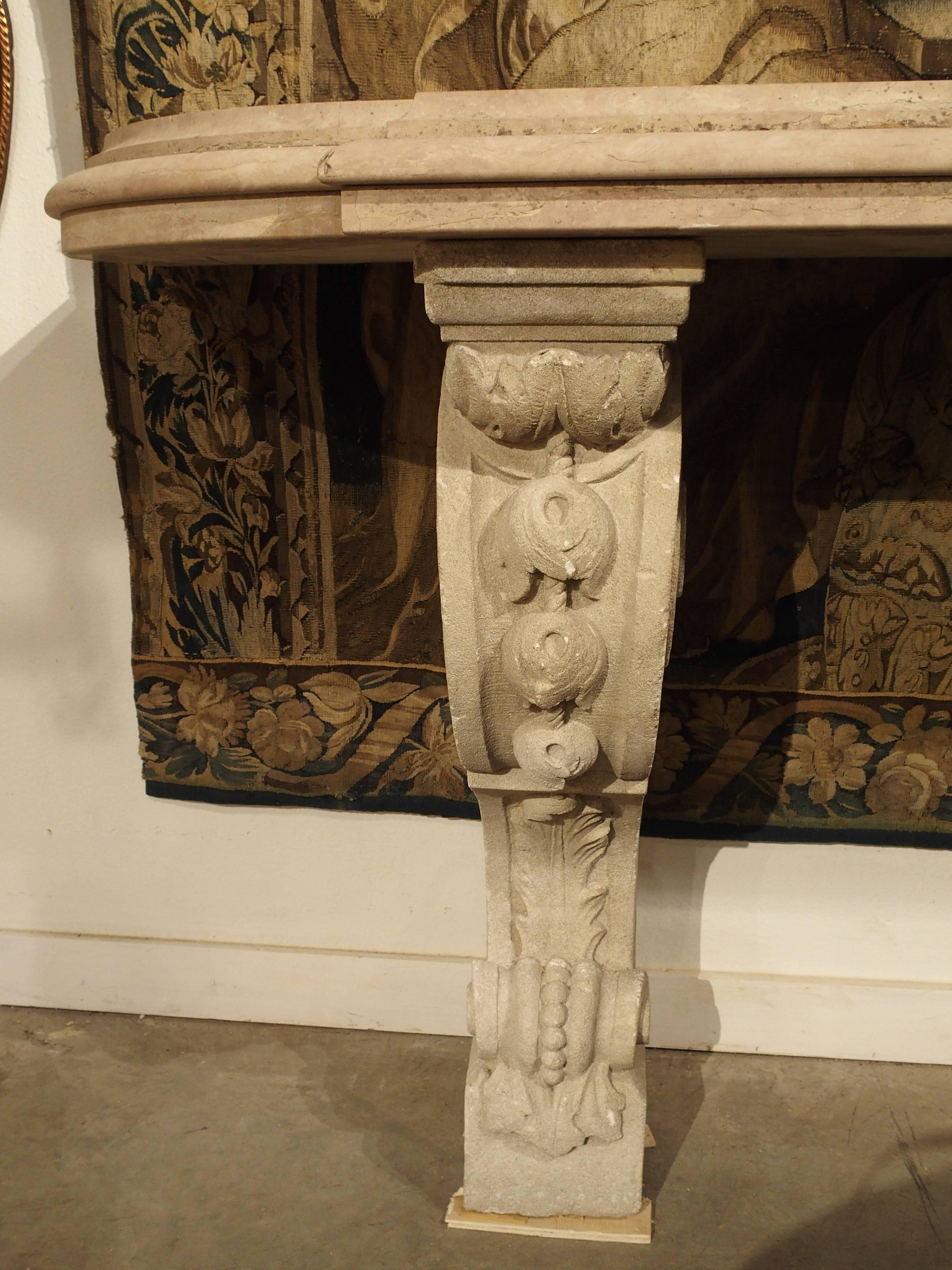 Antique Marble-Top Console Table from South-East, France In Good Condition In Dallas, TX