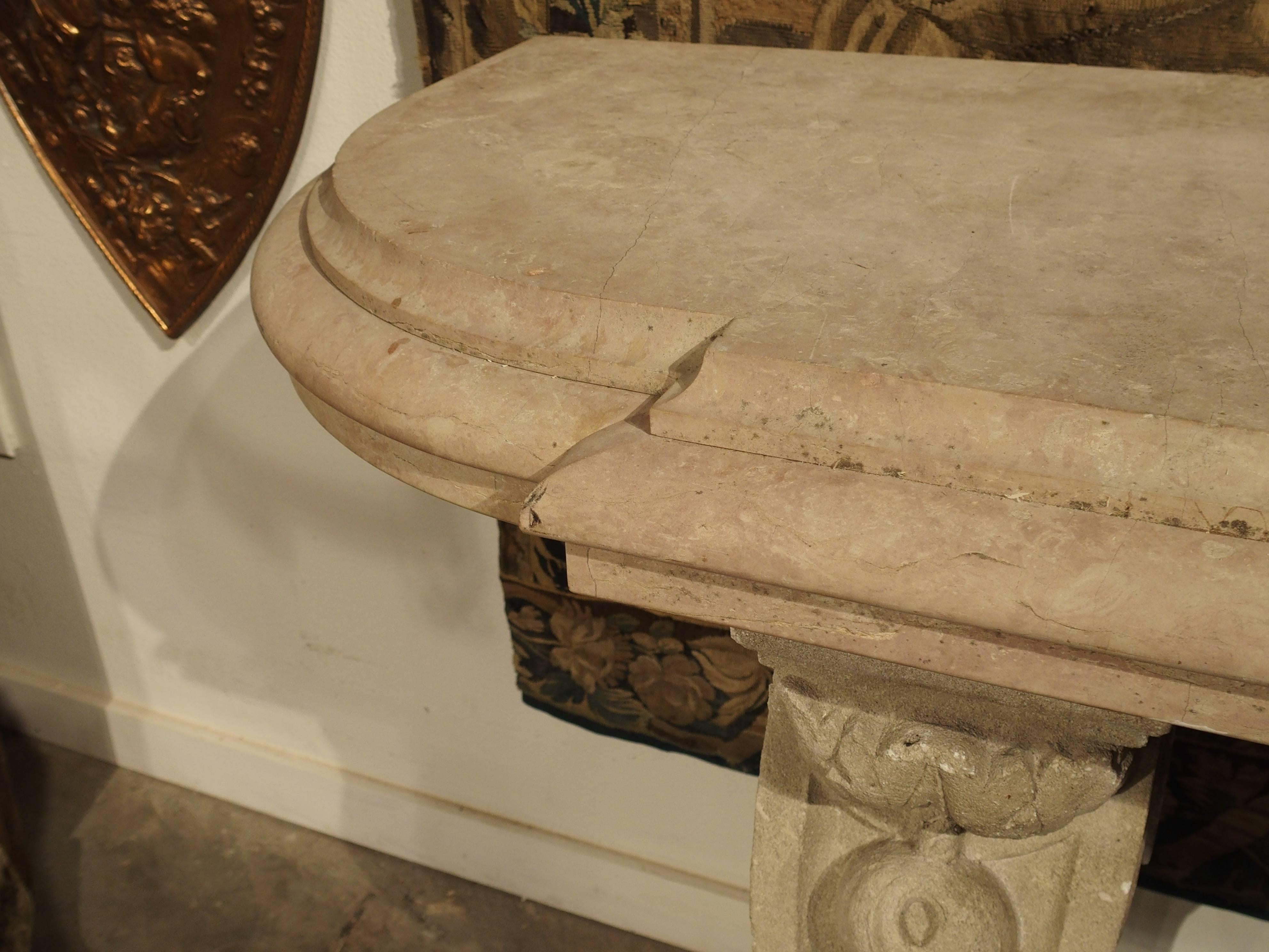 Antique Marble-Top Console Table from South-East, France 3