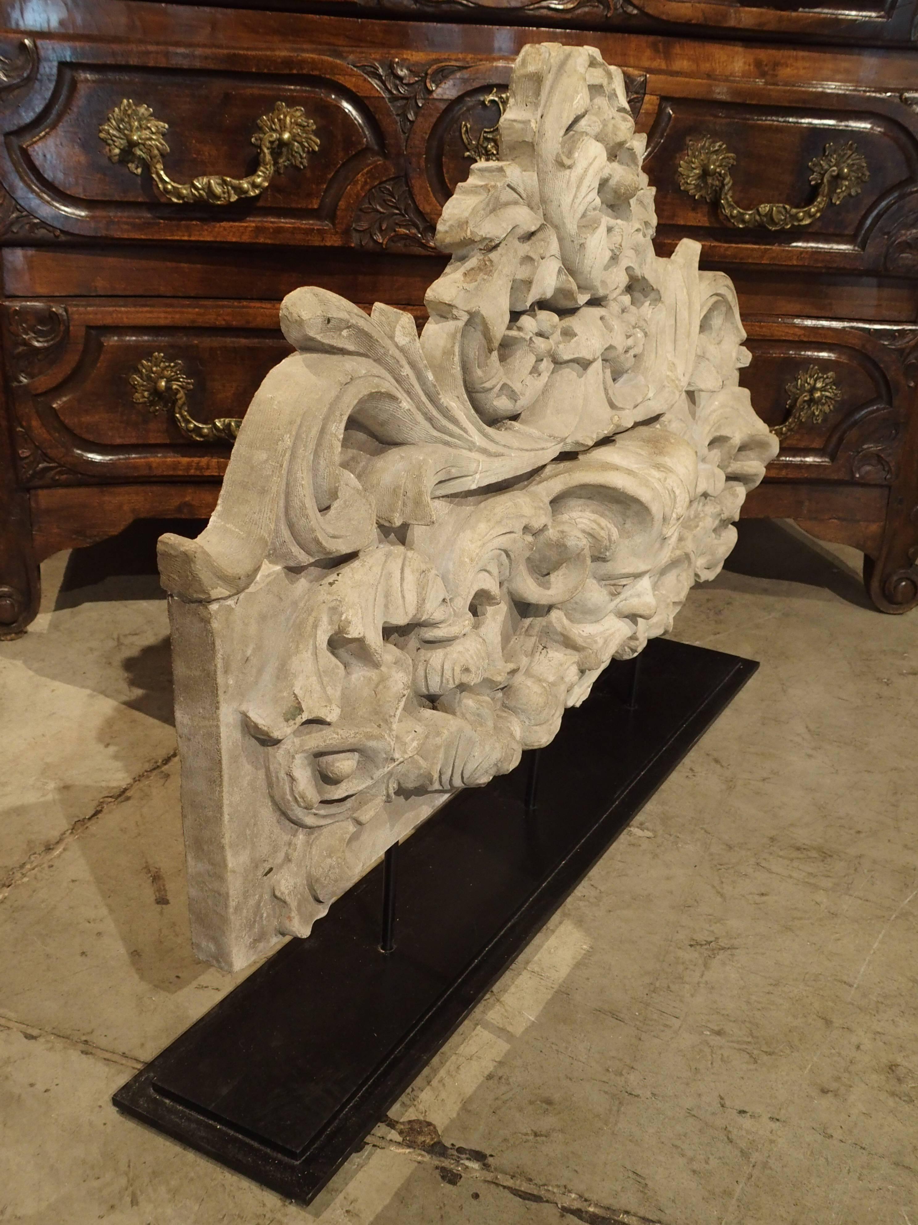 Cast Patinated Terra Cotta Architectural Piece on Stand, France, circa 1900