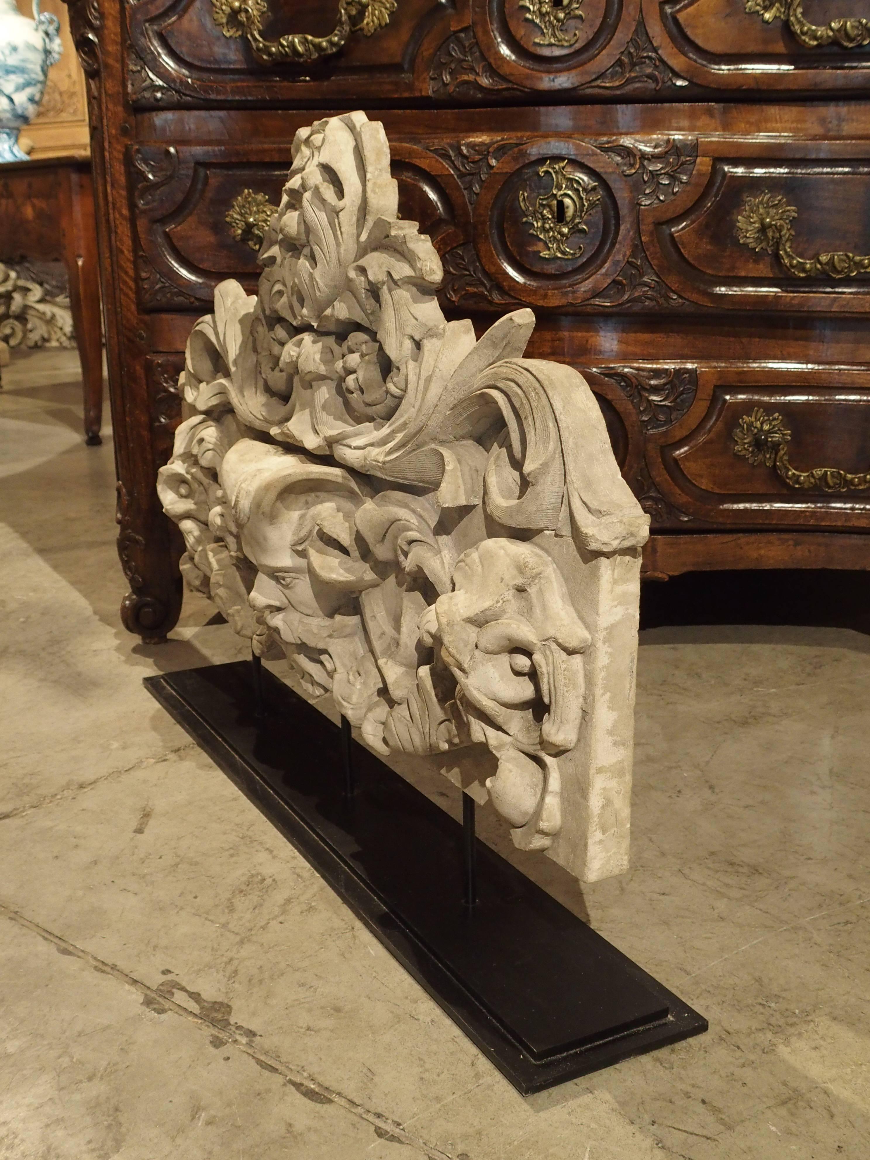 Terracotta Patinated Terra Cotta Architectural Piece on Stand, France, circa 1900