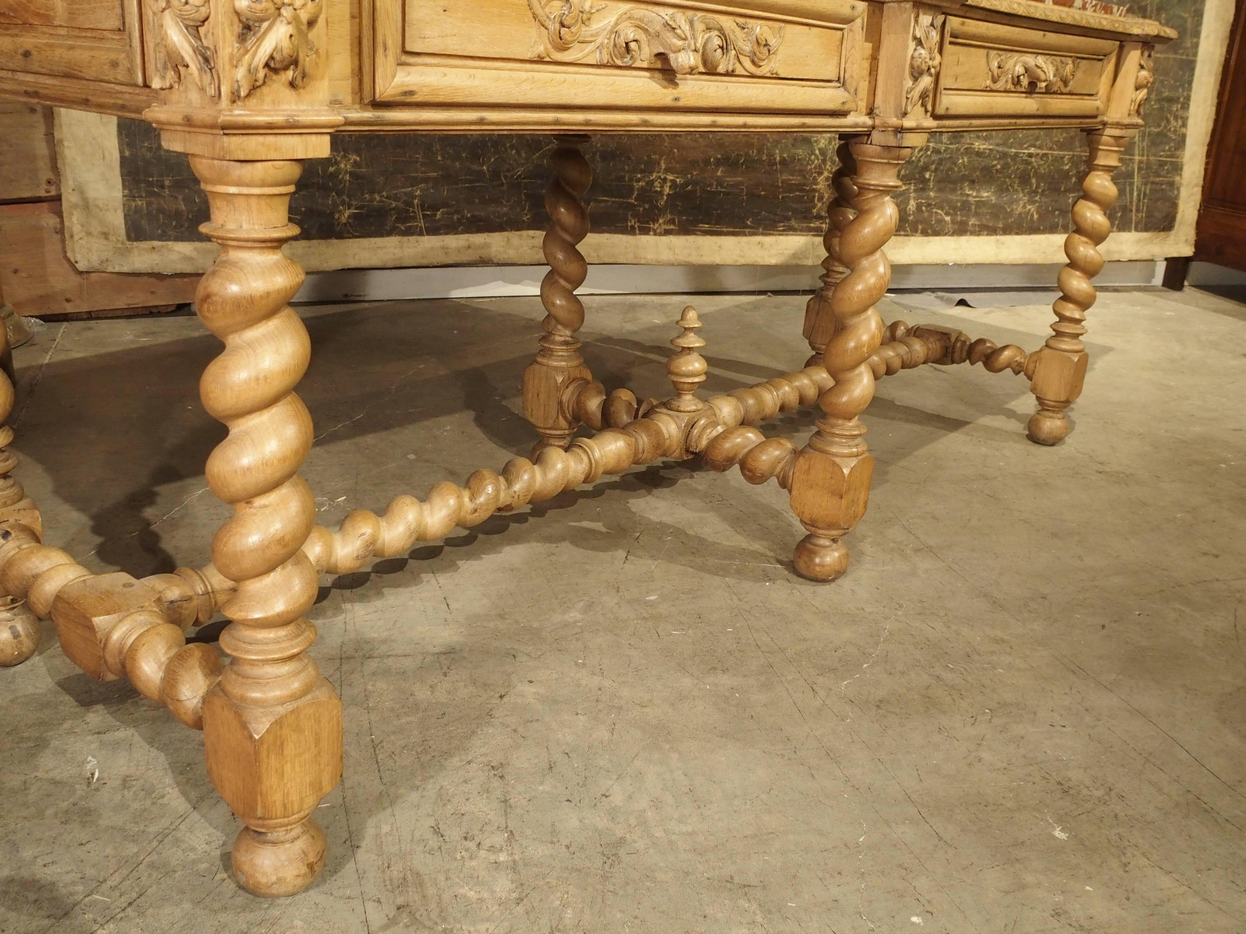 Antique French Oak Console Table with Languedoc Rouge Marble Top, 1800s 1