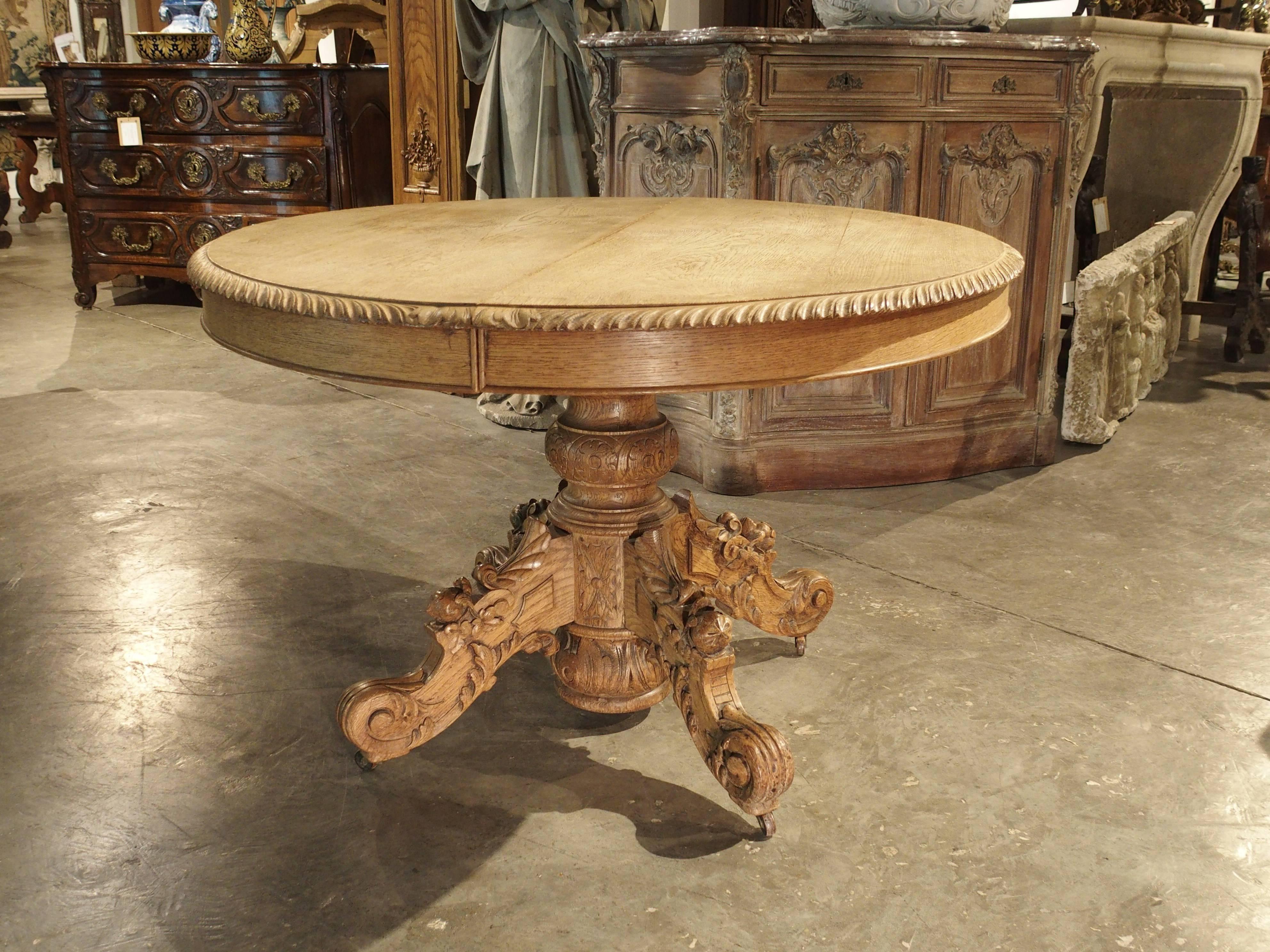 Renaissance Carved Oval Table Made of French Oak, Mid-1900s