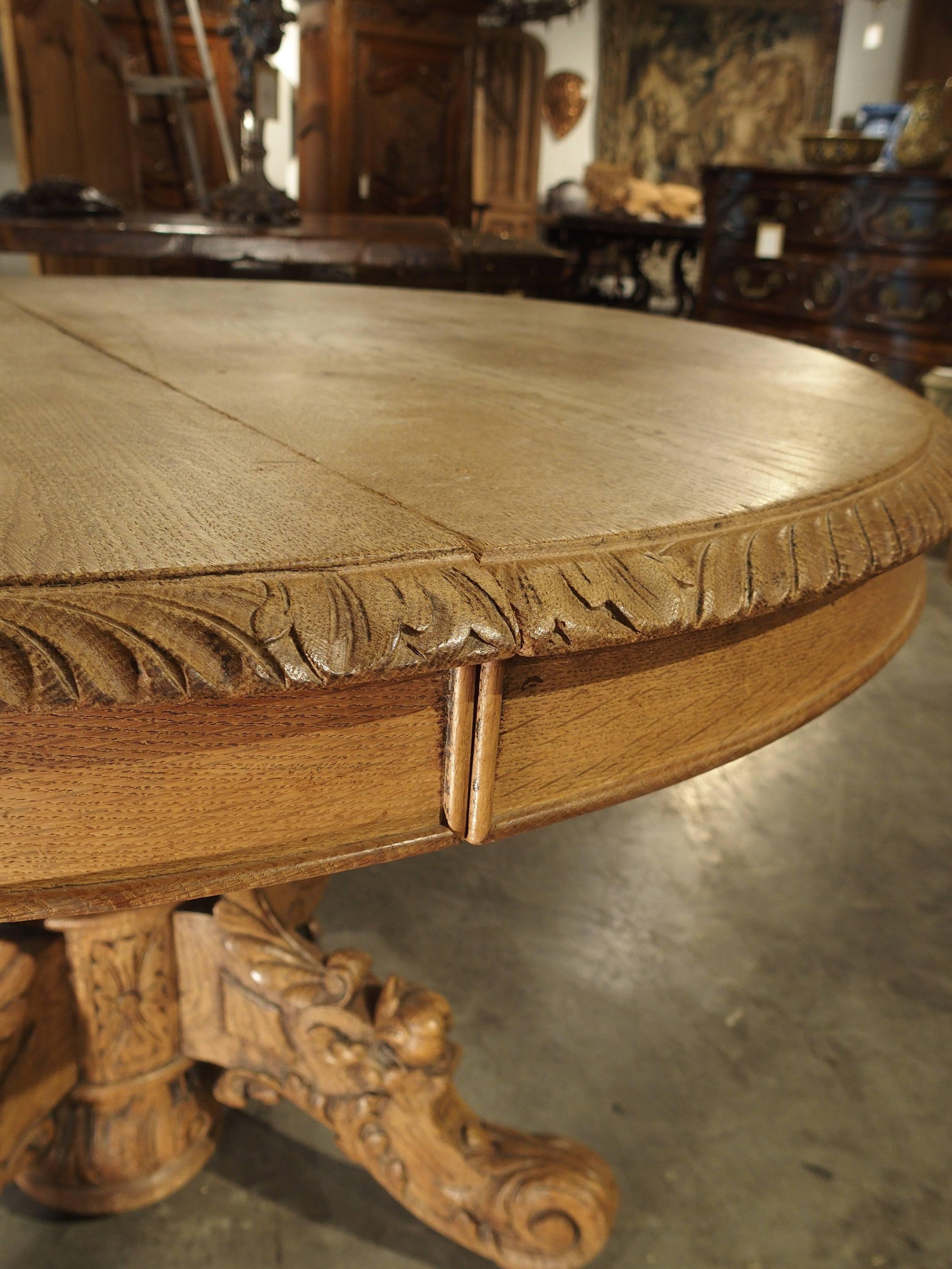 20th Century Carved Oval Table Made of French Oak, Mid-1900s
