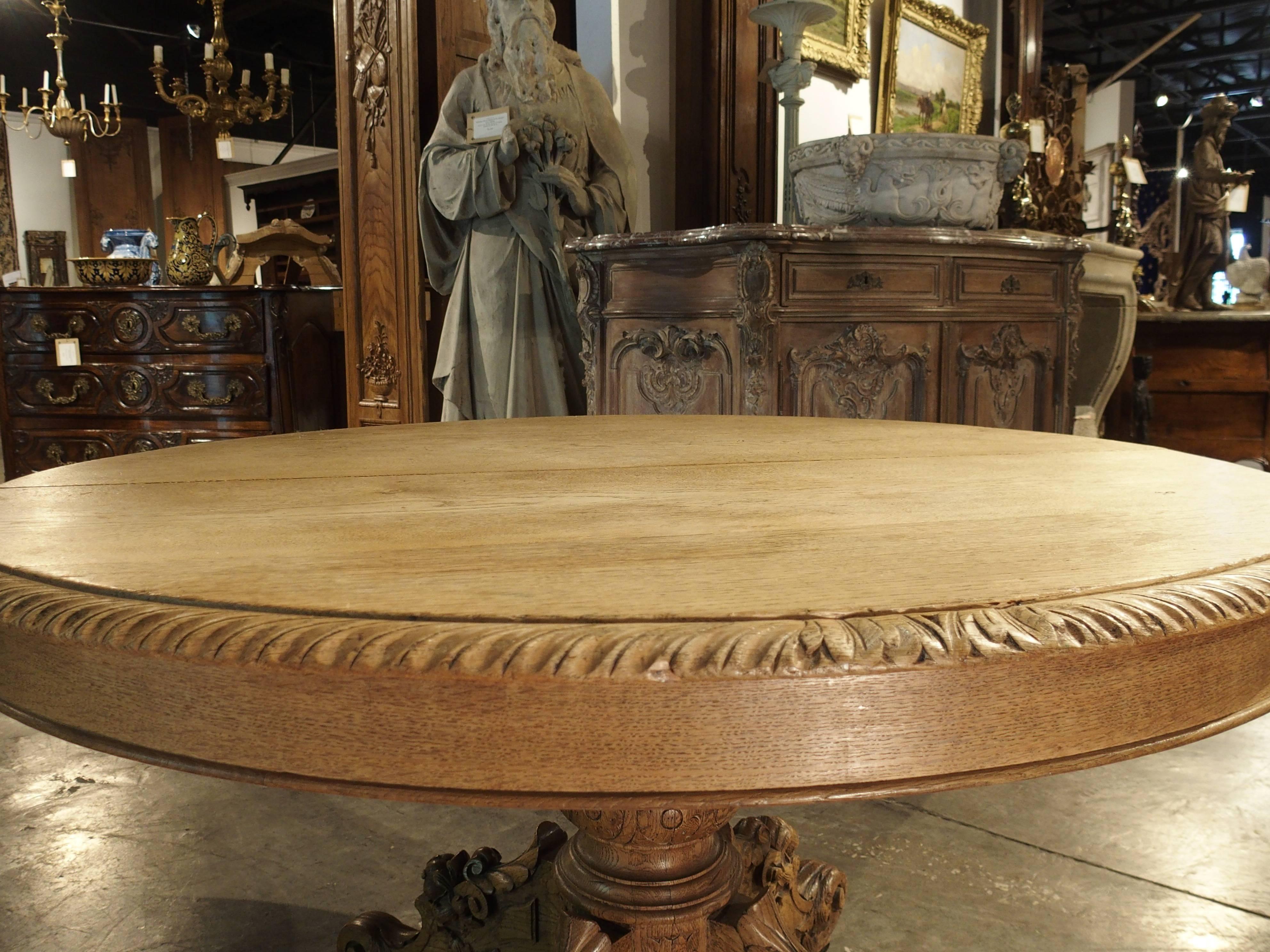 Carved Oval Table Made of French Oak, Mid-1900s 1