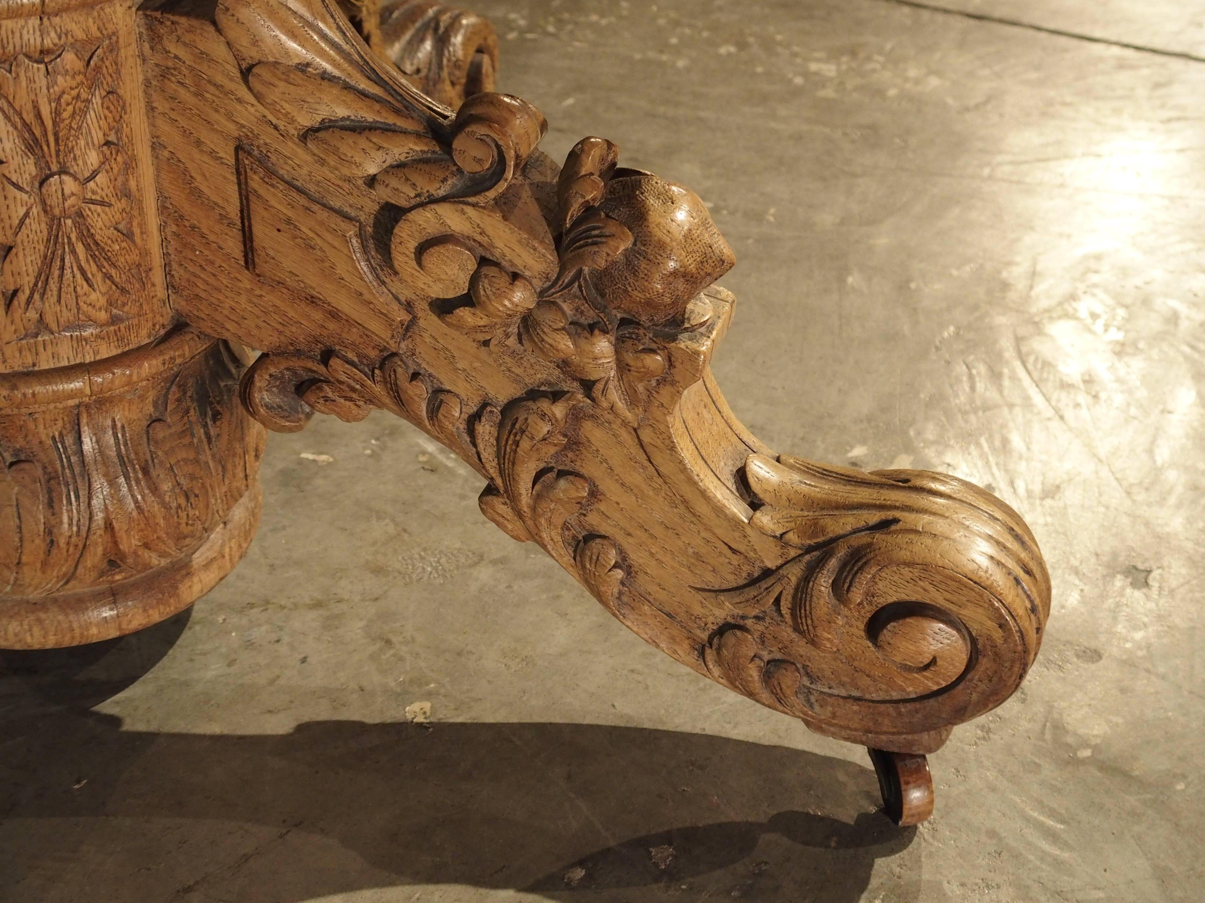 Carved Oval Table Made of French Oak, Mid-1900s 2