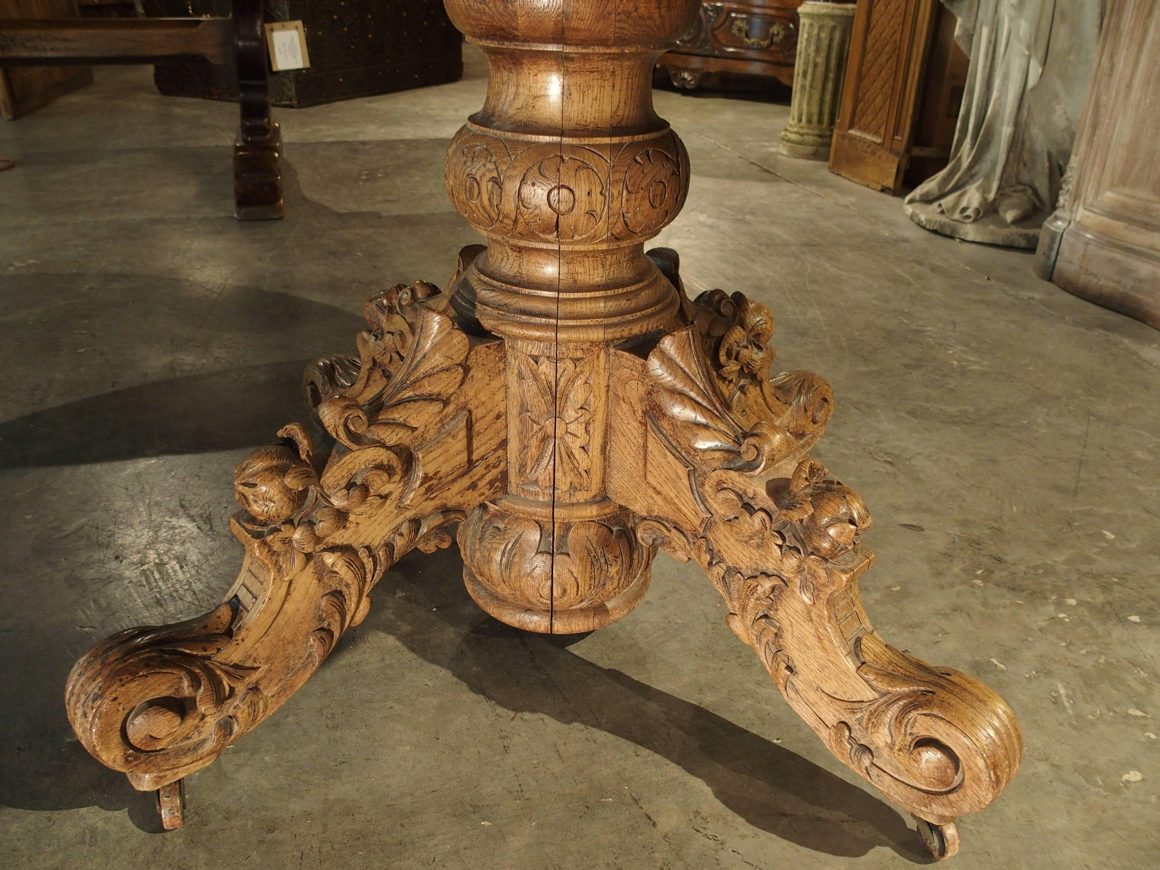 Carved Oval Table Made of French Oak, Mid-1900s 3