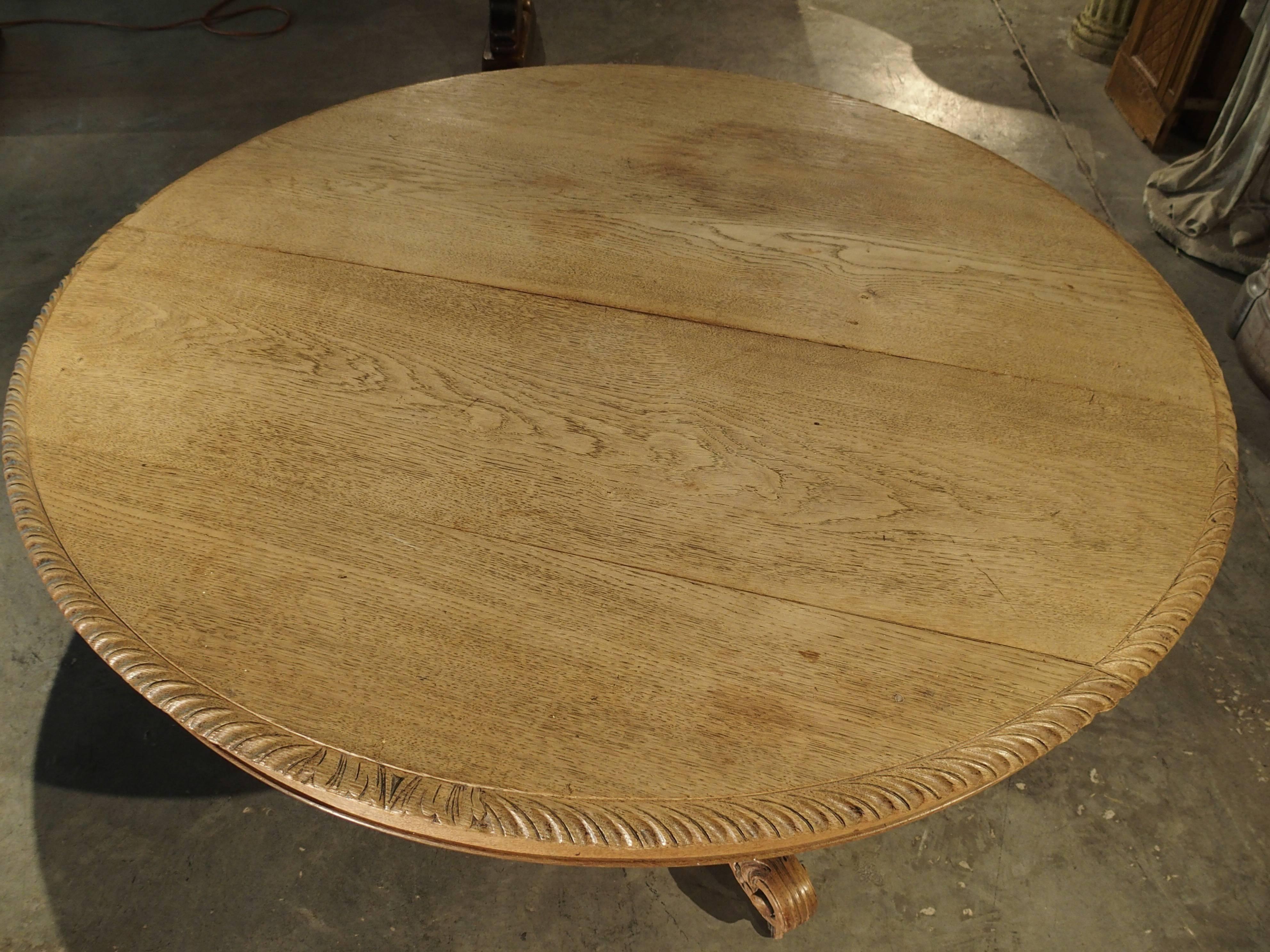 Carved Oval Table Made of French Oak, Mid-1900s 5