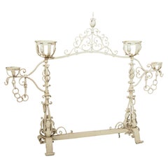 Large Antique French Wrought Iron Château Fireplace Landier Screen, Circa 1890