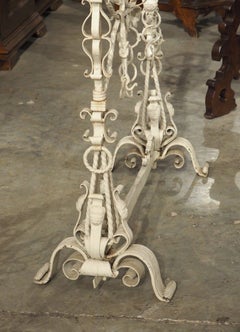 Large Antique French Wrought Iron Château Fireplace Landier Screen, Circa 1890