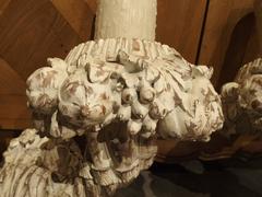 Pair of Large Carved and Parcel Painted Wooden Sconces