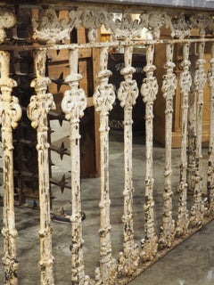 Antique Belgian Painted Iron Balcony Console Table with Marble Top, Circa 1900