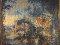 A Large 18th Century French Toile Peinte of a Stag Hunt in the Forest