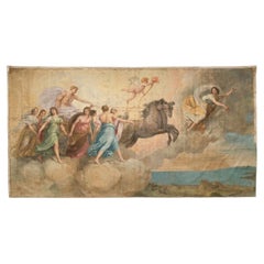 Circa 1875 French Toile Peinte Depicting The Triumph of Aurora, Length - 195 in.