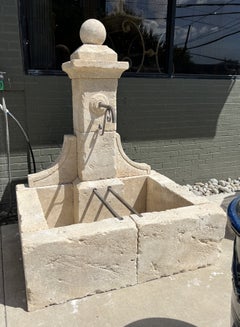 French Carved Limestone Fountain, Single Pillar with Ball Finial from Provence