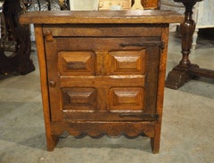 A Diminutive and Rustic 18th Century Oak Paneled Spanish Cabinet