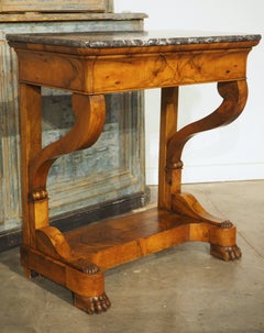 Charming Circa 1825 French Restauration Period Console in Walnut and Burl Walnut