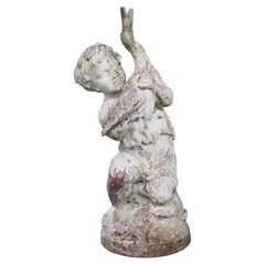 Eine bemalte Brunnenfigur aus Gusseisen aus dem 19. Jahrhundert, „Enfant au Canard“
