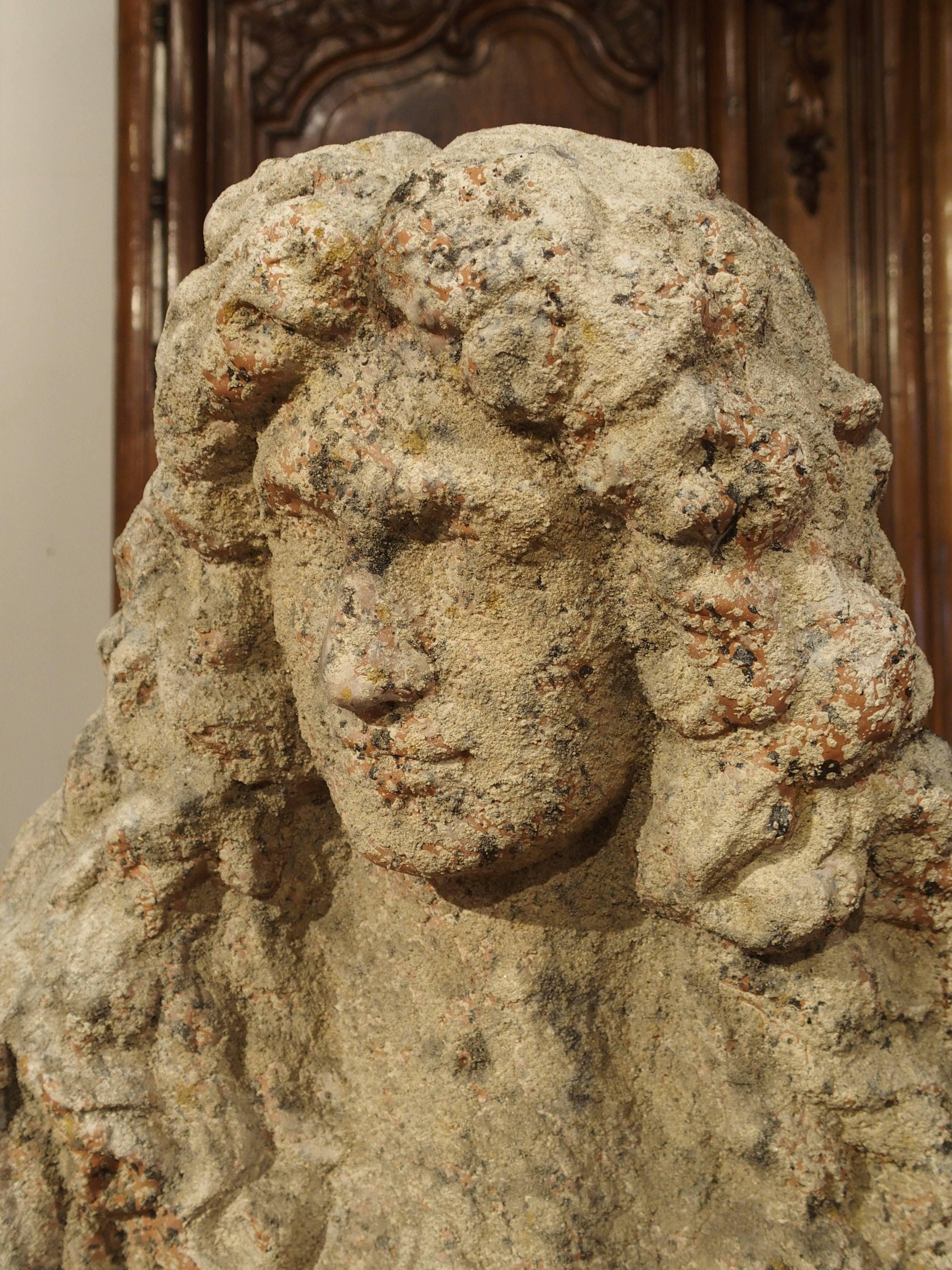 French Bust of Moliere with Antique Stone Finish from France