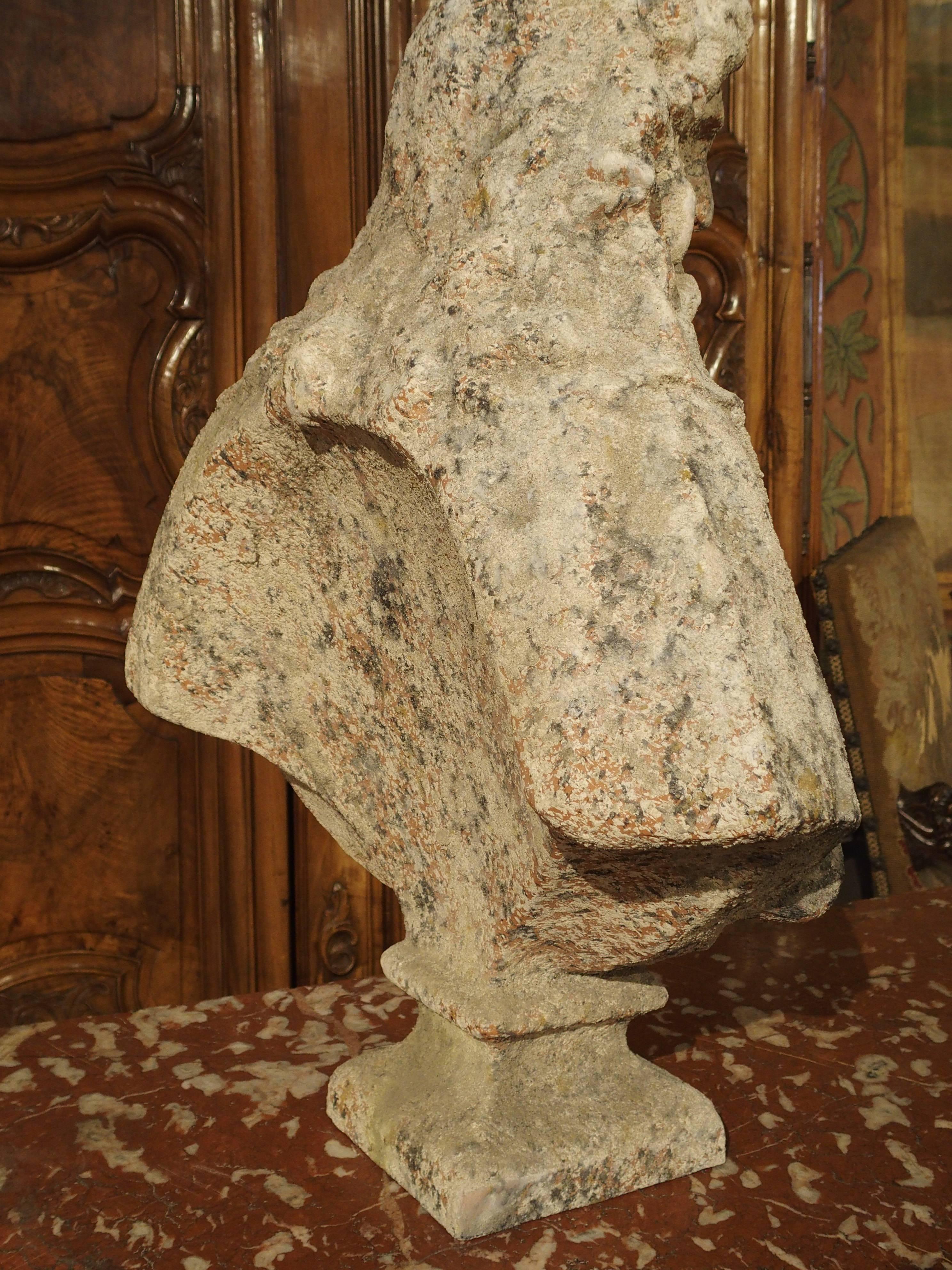 Terracotta Bust of Moliere with Antique Stone Finish from France