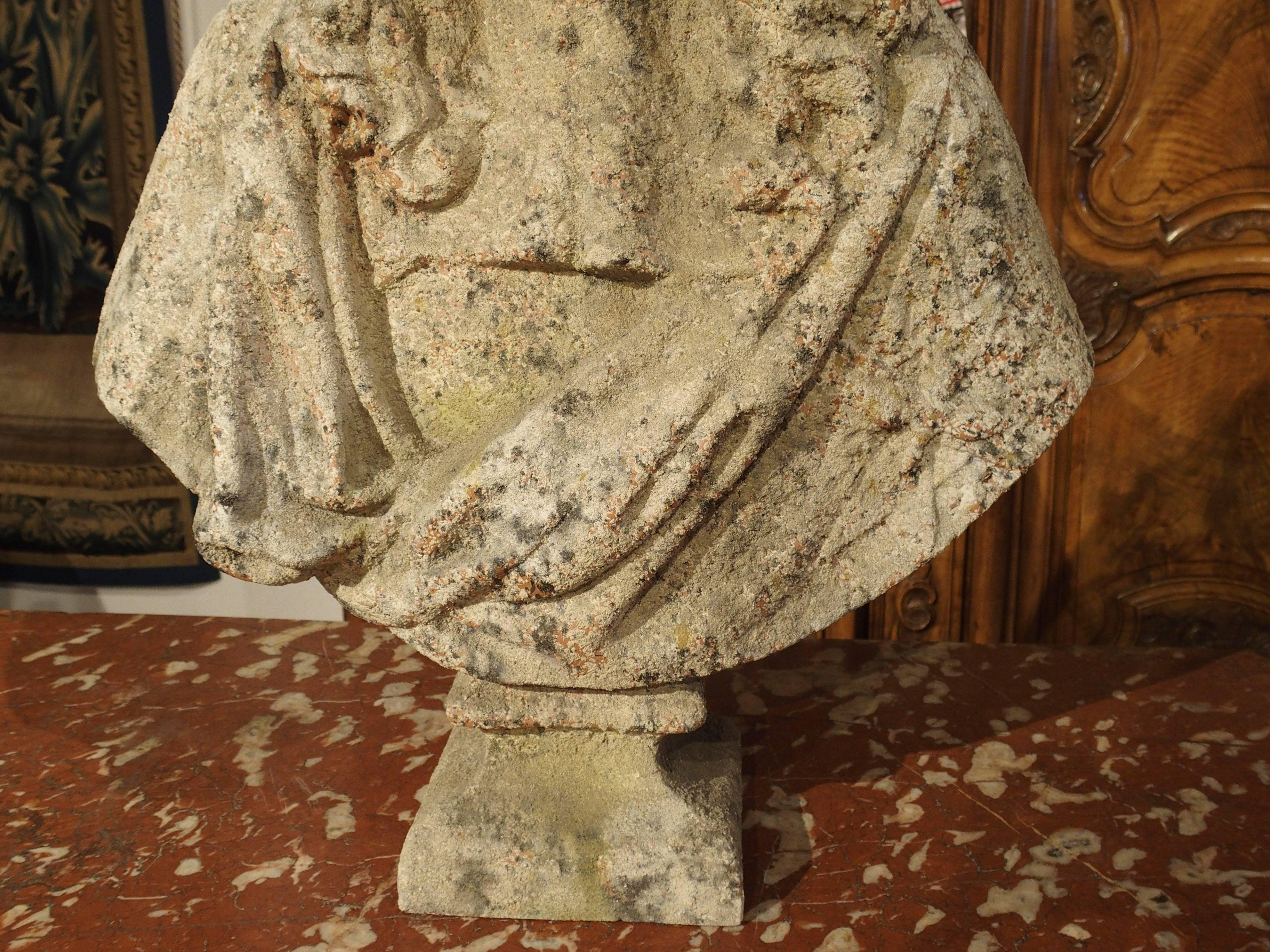 Bust of Moliere with Antique Stone Finish from France 3