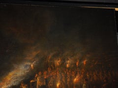 Napoléon et ses troupes, grande peinture ancienne à l'huile sur toile, 96,5 x 78 pouces