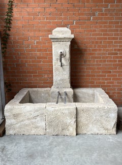Cucuron Single Pillar Limestone Wall Fountain from the South of France