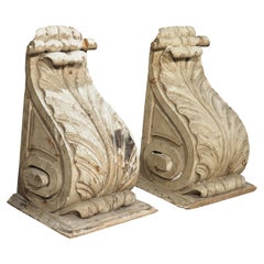 Pair of Large North Italian Wall Bracket Consoles, Circa 1800